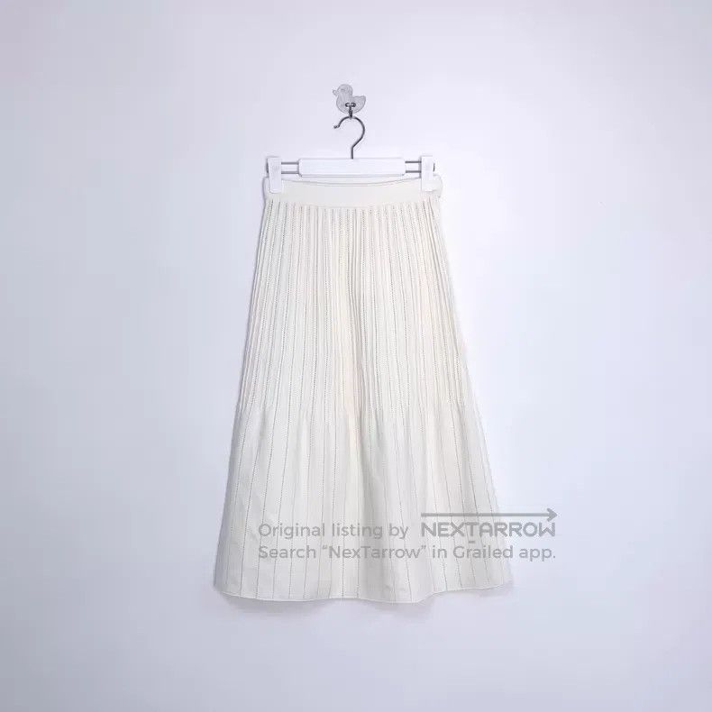 Hermes Hermes 26 Model Ivory White High-waisted Pleated Striped B Size 42" / US 20 - 1 Thumbnail