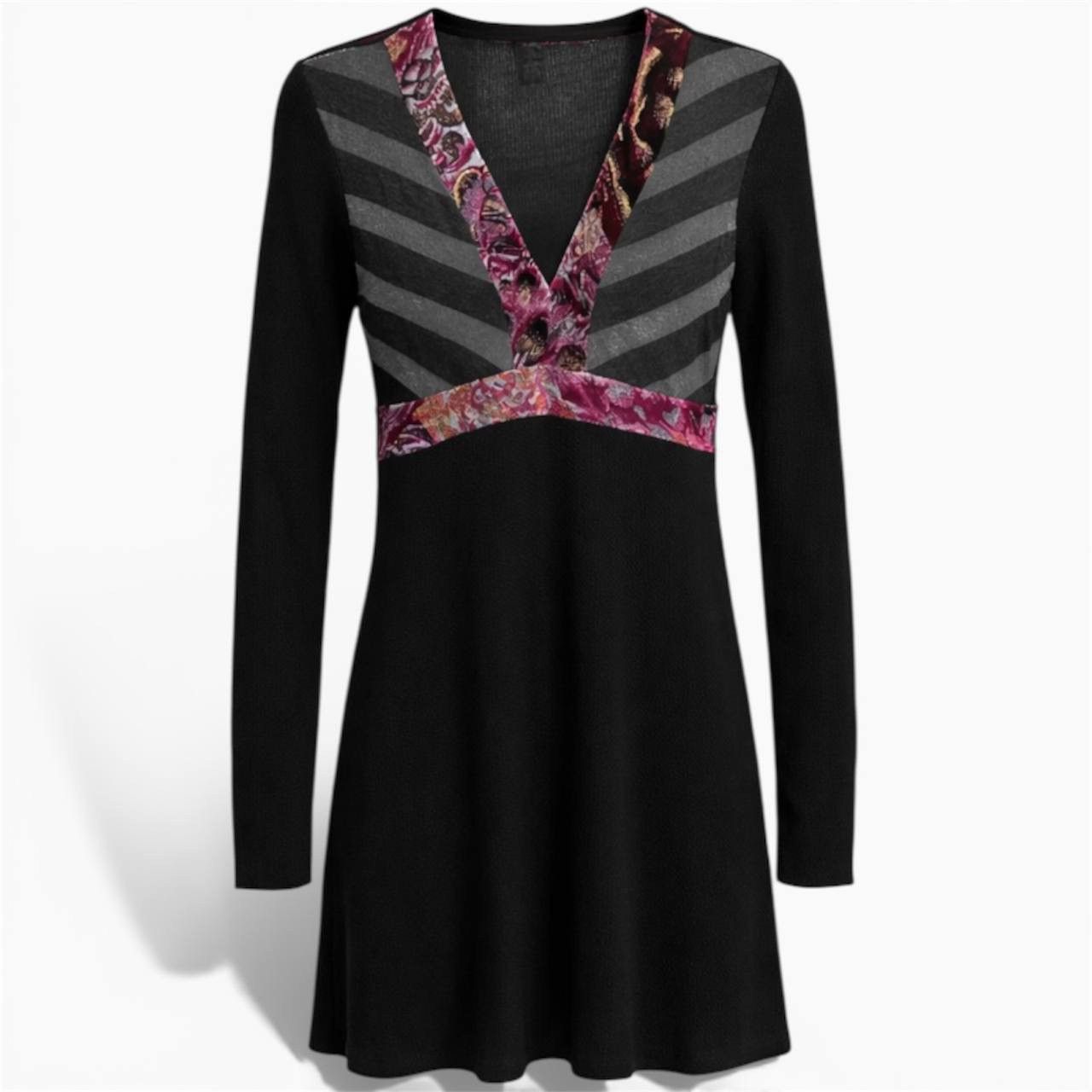 Custo Barcelona CUSTO BARCELONA DESIGNER PRINT ELEMENTS V NECK DRESS SIZE 3 Size S / US 4 / IT 40 - 1 Thumbnail