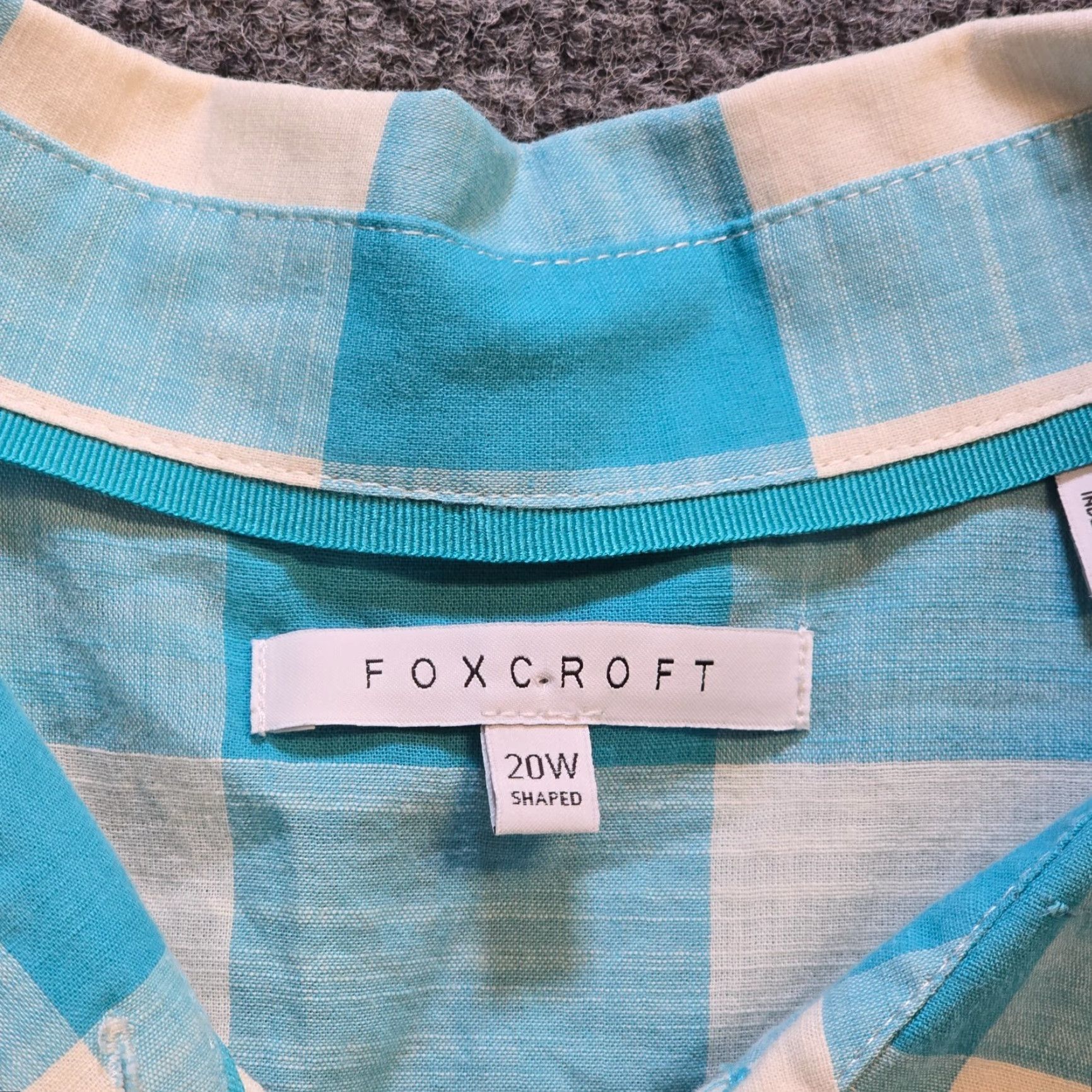 Vintage Foxcroft Top Womens Size 20W Blue Plaid Button 3/4 Sleeve Classic Casual Blouse Ladies Size 3XL / US 20-22 - 3 Thumbnail