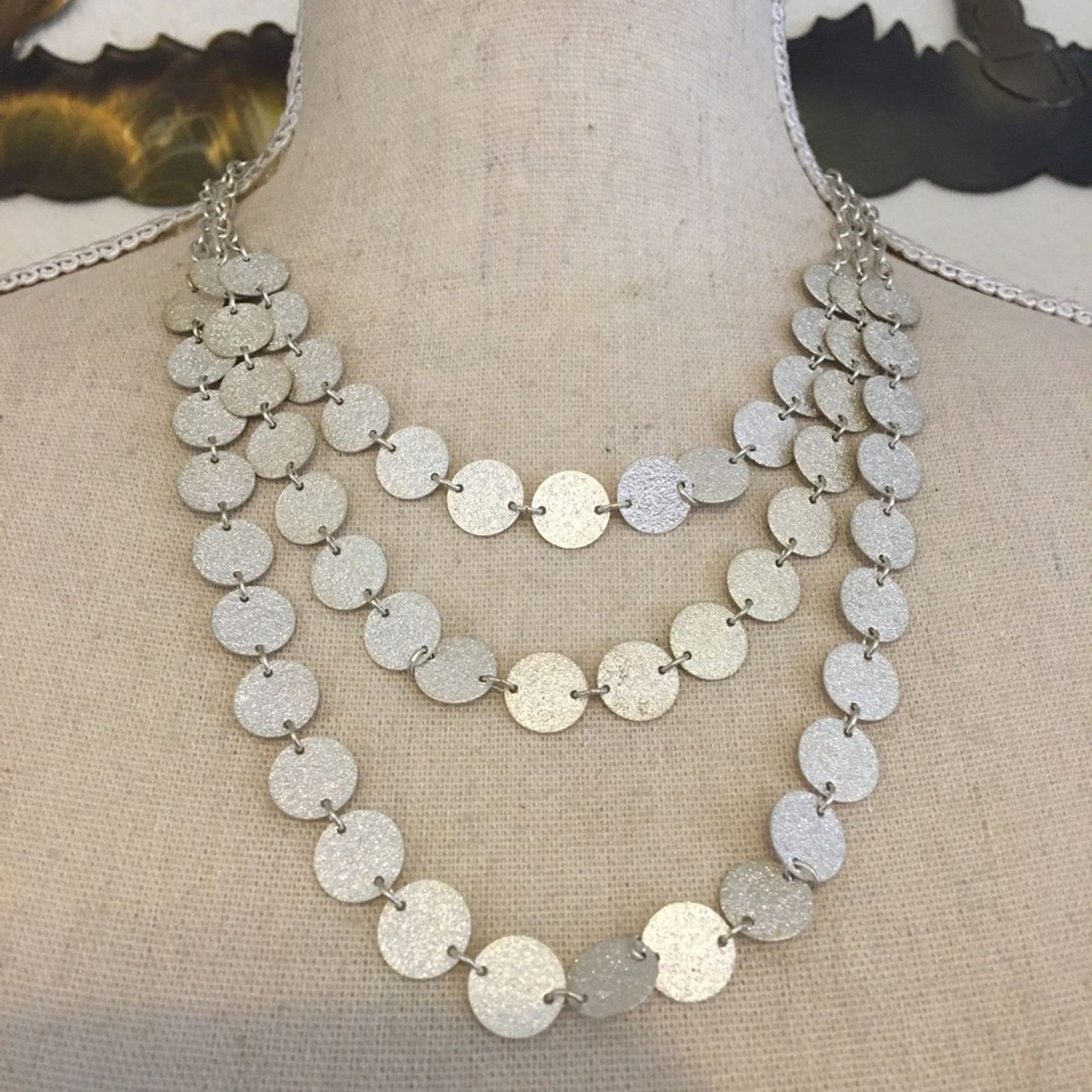 Jewelry NY&Co silver tone coin disc layered necklace Size ONE SIZE - 1 Thumbnail