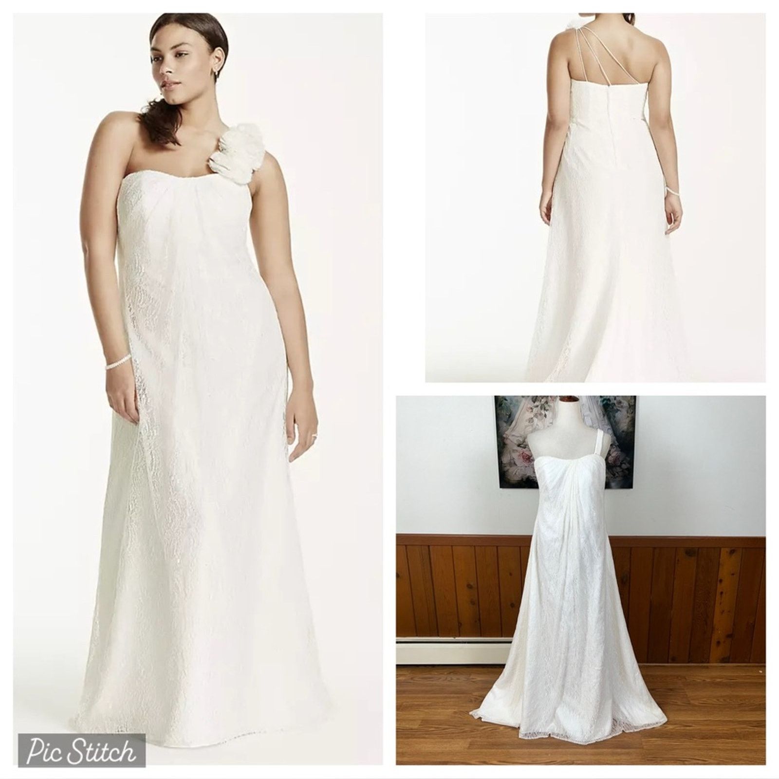 David's Bridal One Shoulder Lace Greek Goddess Wedding Gown! - toestory.in