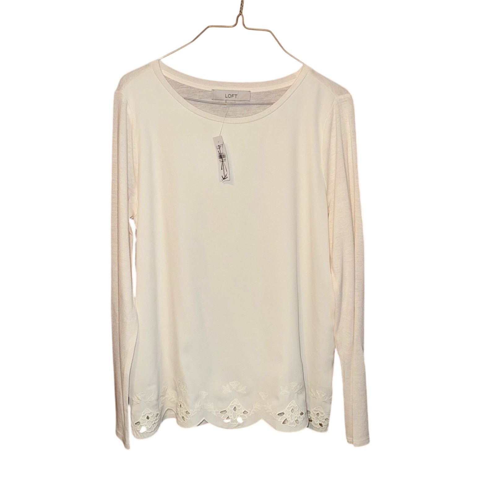 Loft LOFT Women's White Long Sleeve Top Size S / US 4 / IT 40 - 2 Thumbnail