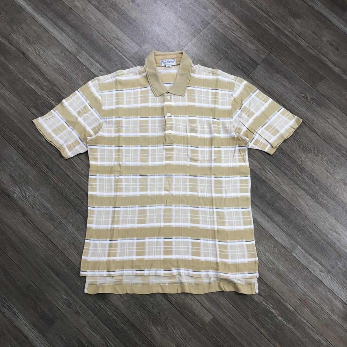 Burberry 1990s Vintage Burberrys Nova Check Pocket Polo Shirt Luxury Size US L / EU 52-54 / 3 - 1 Thumbnail