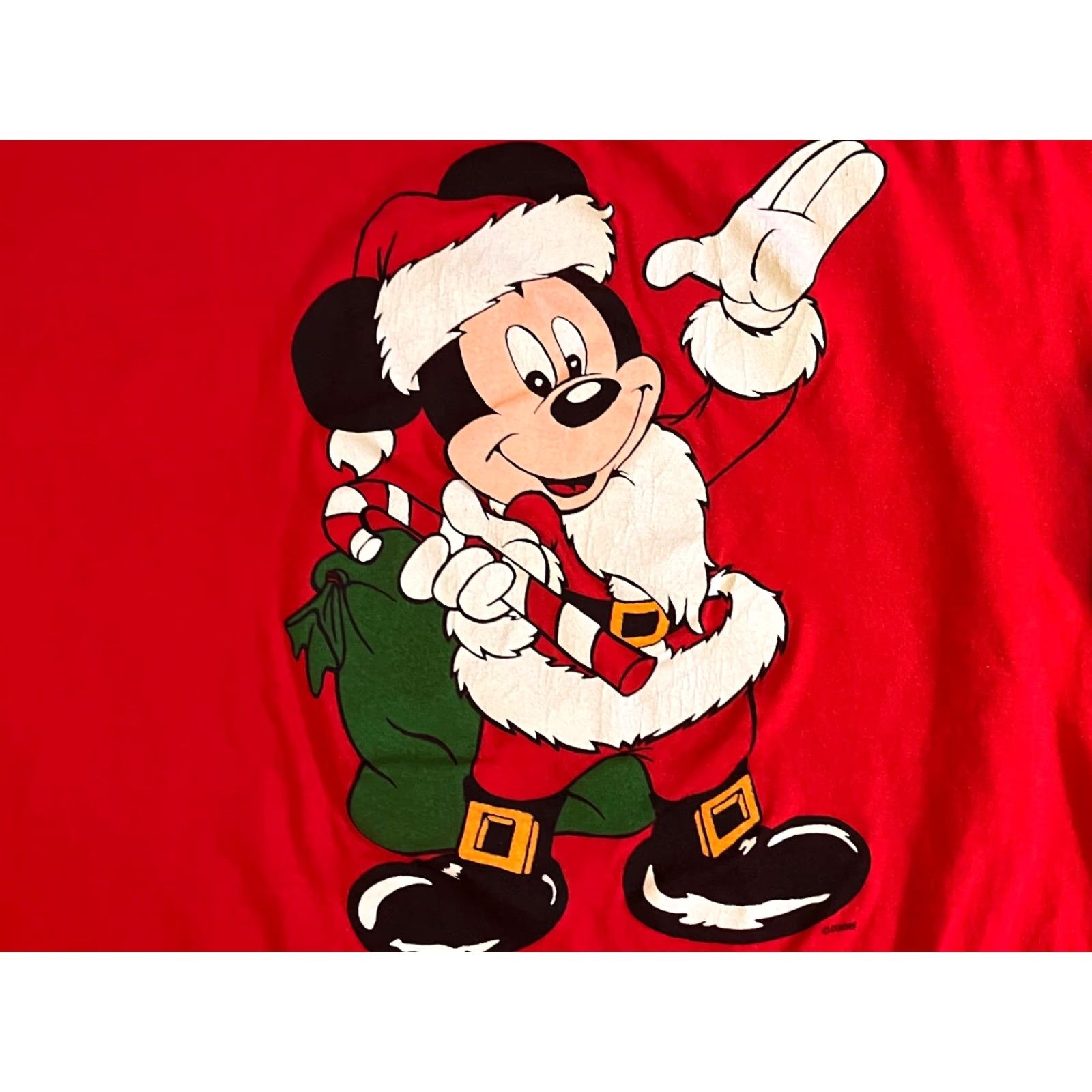 Vintage VINTAGE Mickey Mouse Christmas Night Shirt One Size Red Single Stitch Size ONE SIZE - 3 Thumbnail