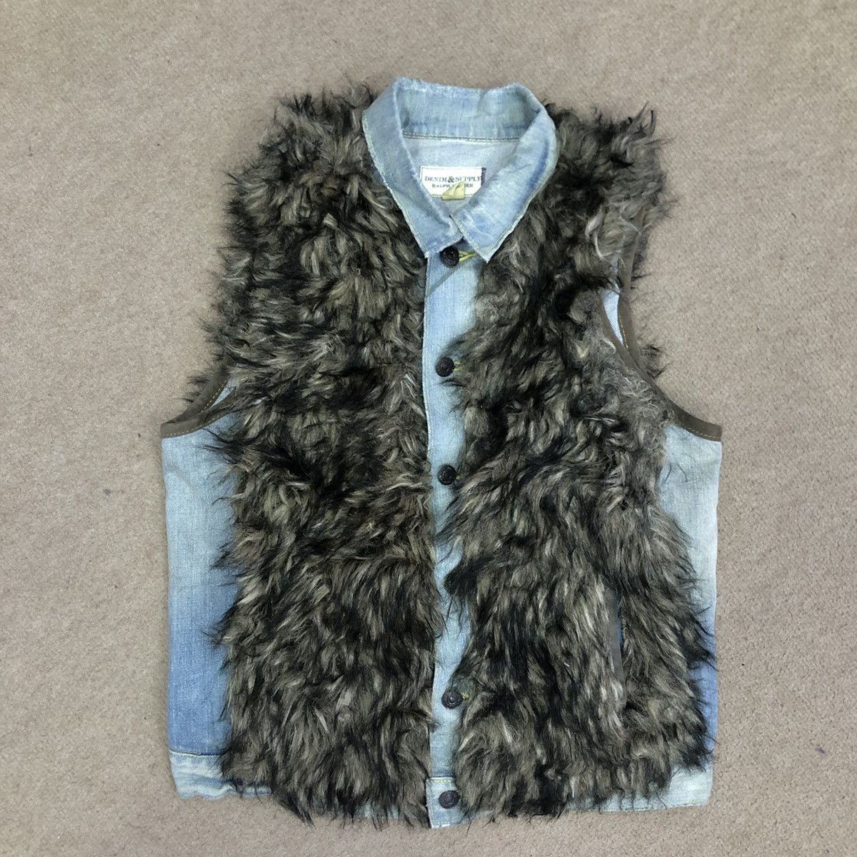 Denim & Supply Ralph Lauren Faux And Fur Denim Vest