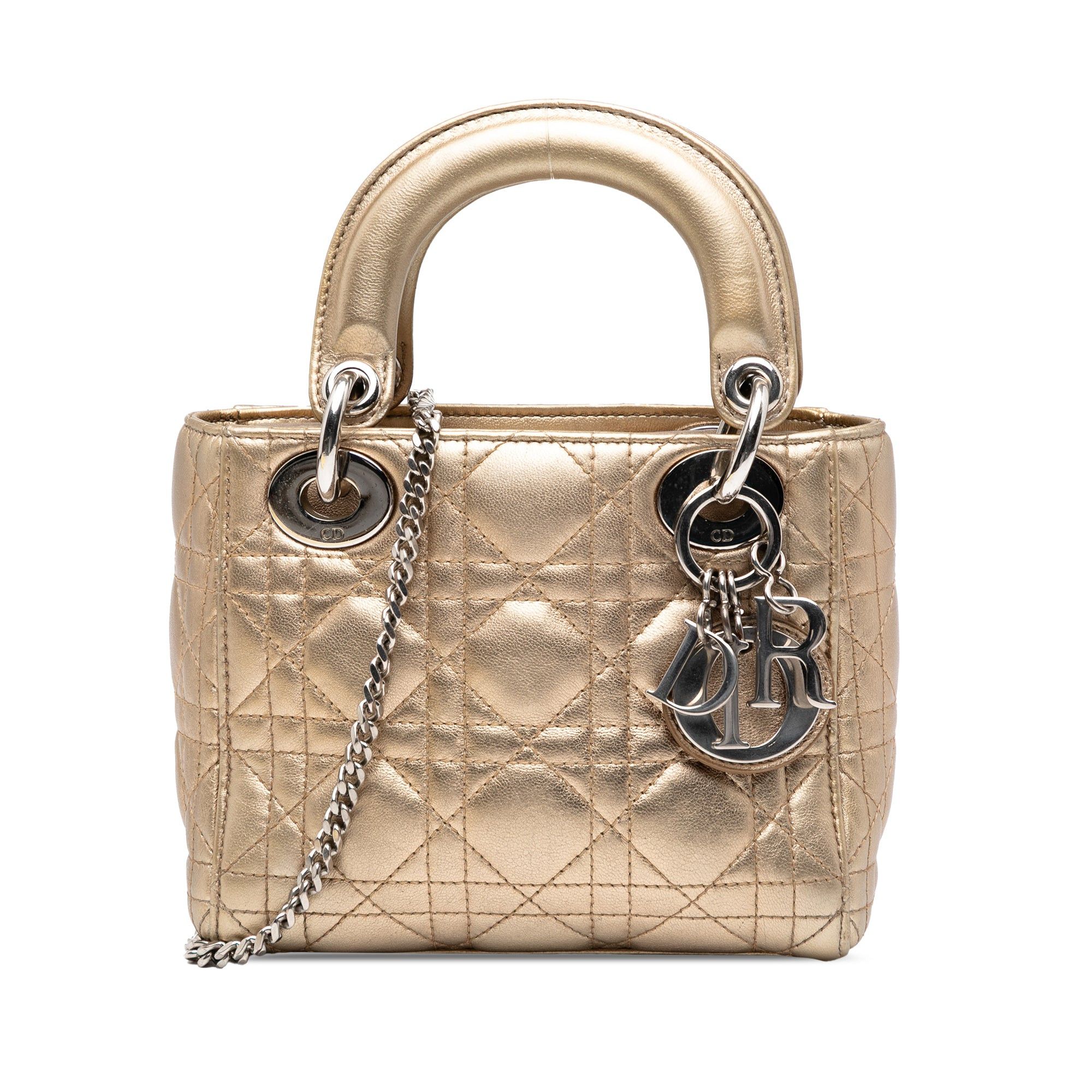 Dior Mini Metallic Lambskin Cannage Lady Dior Size ONE SIZE - 1 Thumbnail