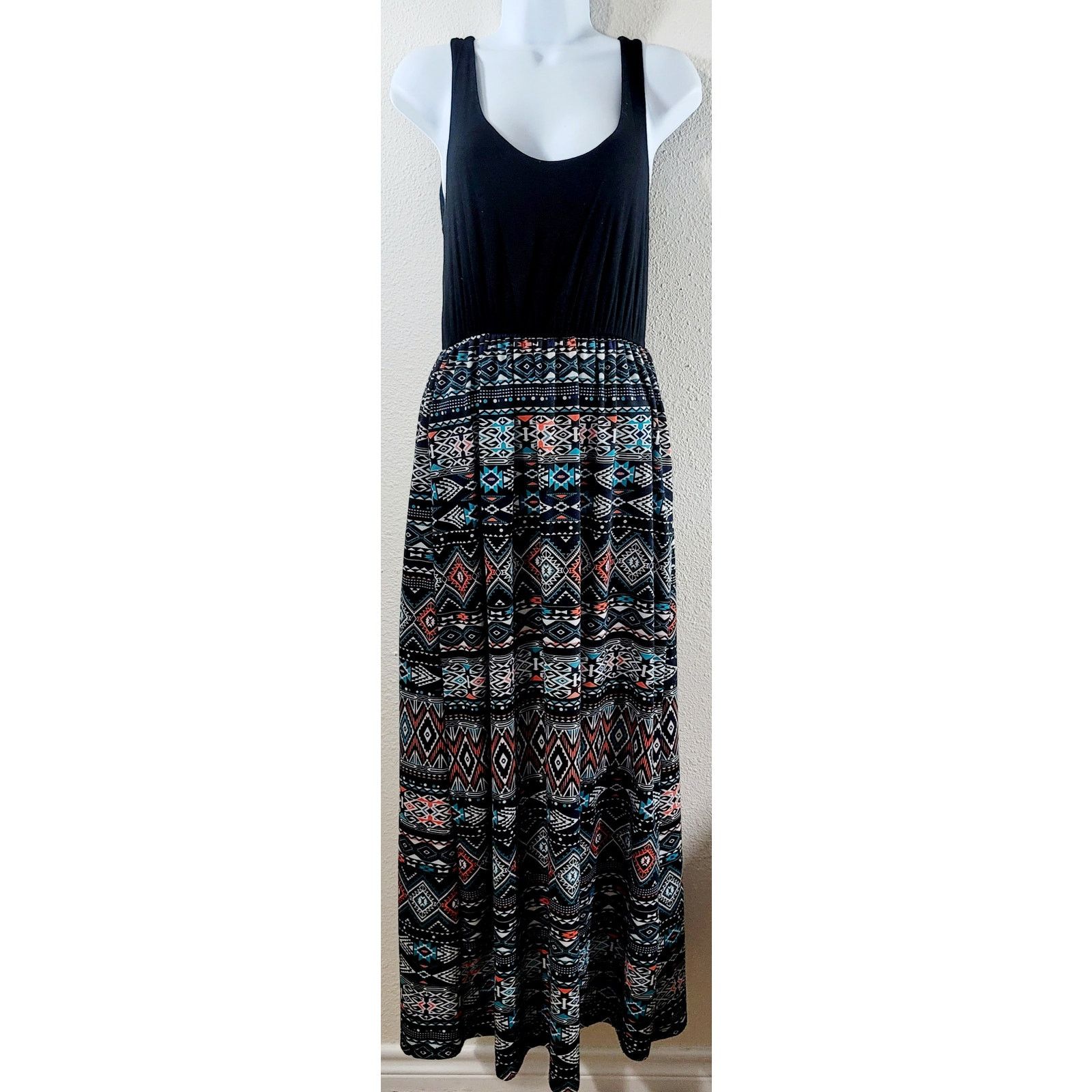 Other Voll Black Green Orange Aztec Maxi Dress Small Medium Size M / US 6-8 / IT 42-44 - 2 Thumbnail