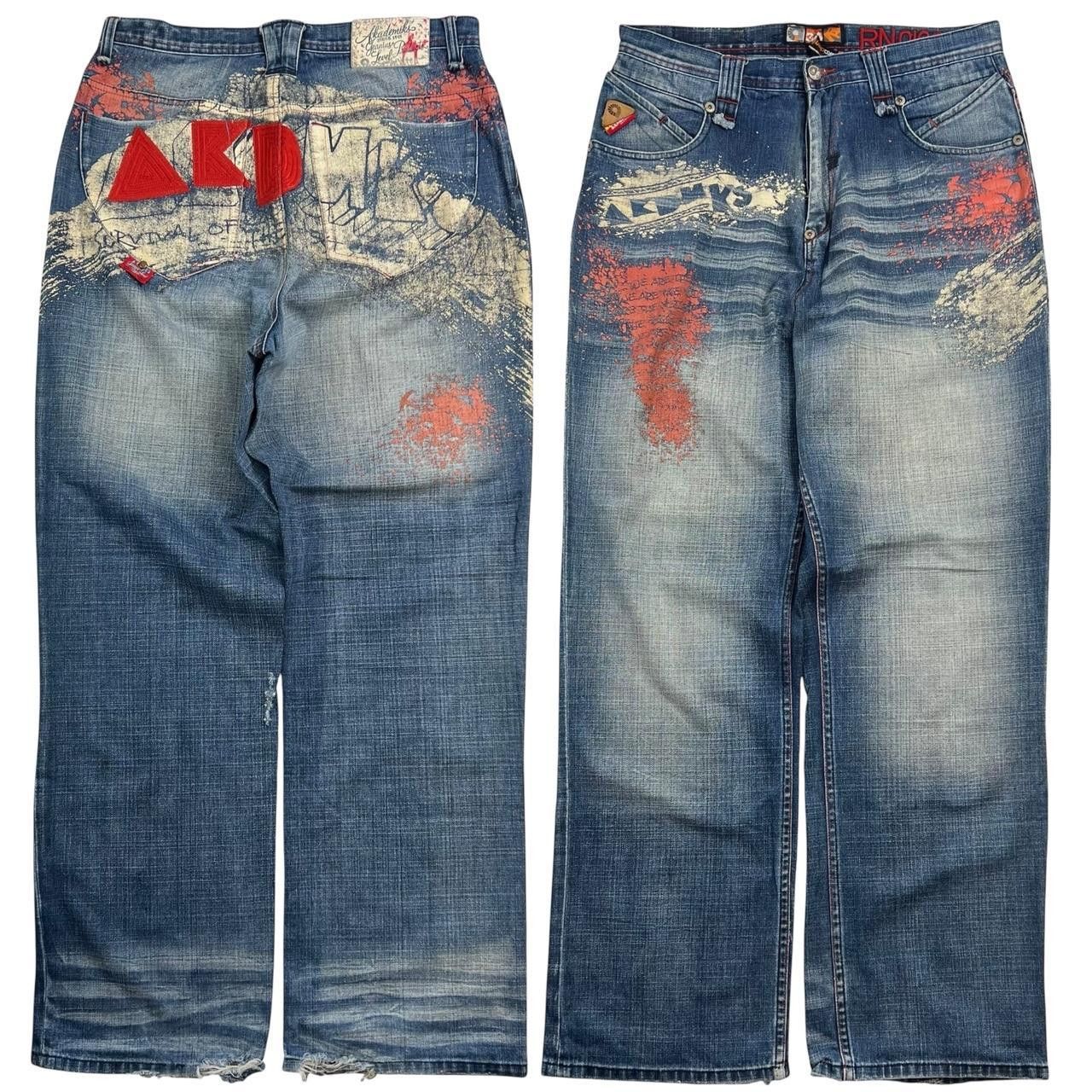 Akademiks Vintage Akademiks Baggy Embroidered Denim Jeans - Waist: 34 Size US 34 / EU 50 - 1 Thumbnail