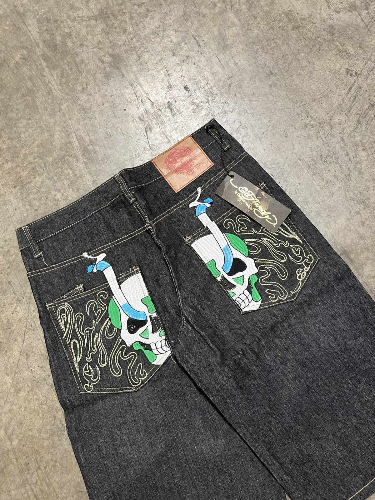 Ed Hardy × Vintage Ed hardy y2k baggy fit embroidered jorts skull rare skater Size US 36 / EU 52 - 5 Thumbnail