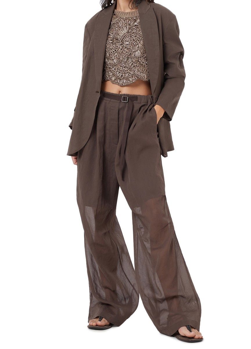 Brunello Cucinelli o1w1db10825 Woven Jacket Wool in Dark Brown Size S / US 4 / IT 40 - 6 Thumbnail