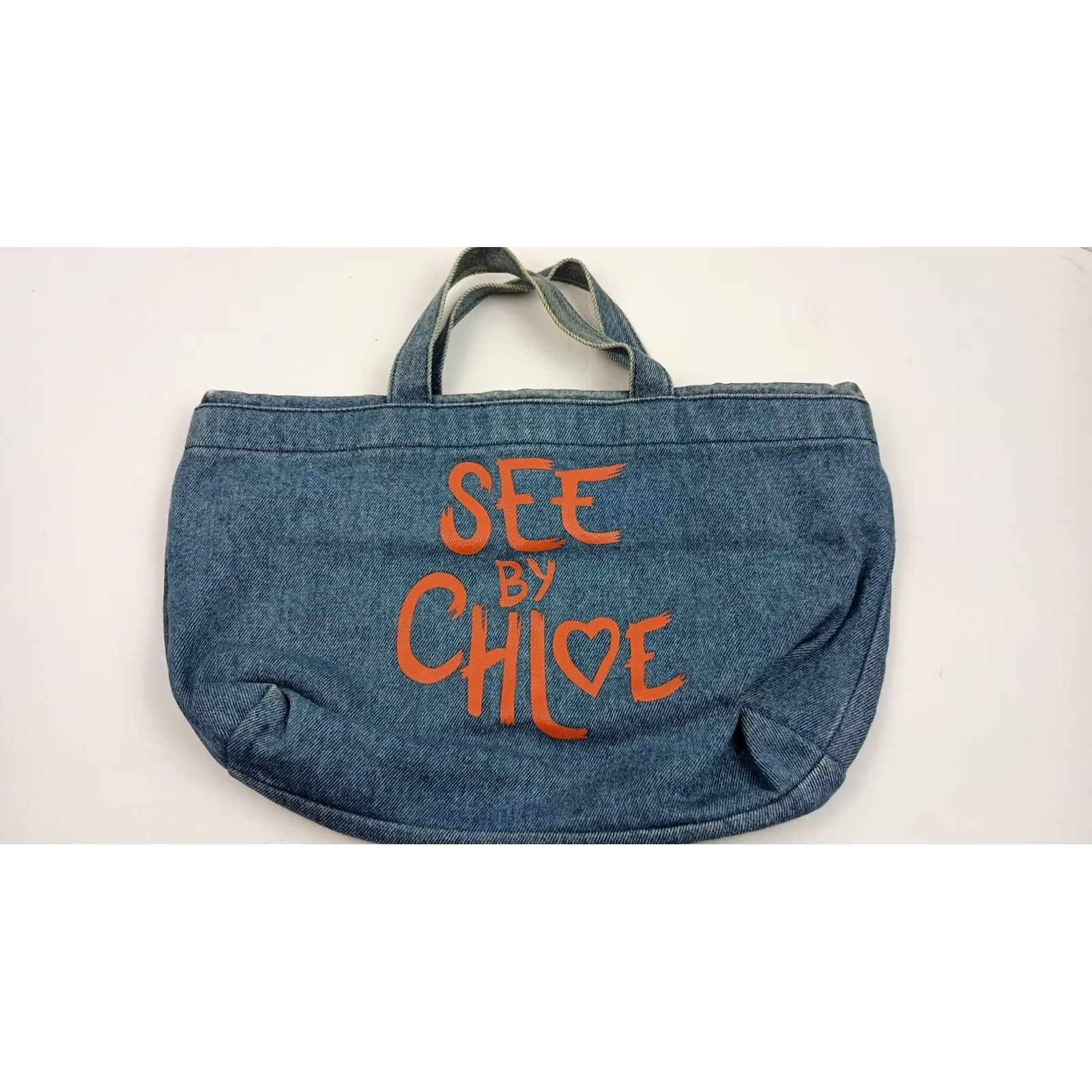 Vintage See By Chloe Denim Drawstring Satchel Handbag Purse Satchel See Chloe Blue Denim Women Bag/Handbag Womens Drawstring Bag Size ONE SIZE - 2 Thumbnail