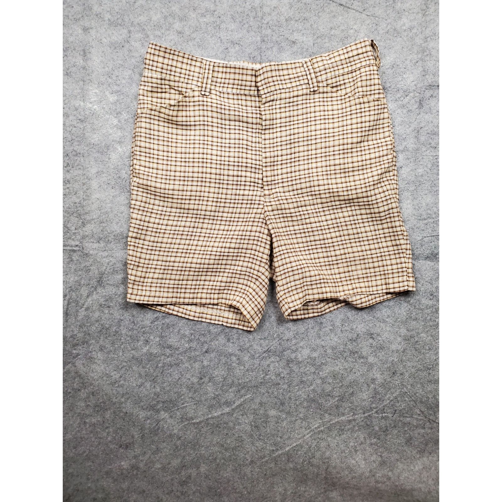Other Vintage Men's L Brown & White Plaid Shorts Eclectic Grandpa Size US 35 - 1 Thumbnail