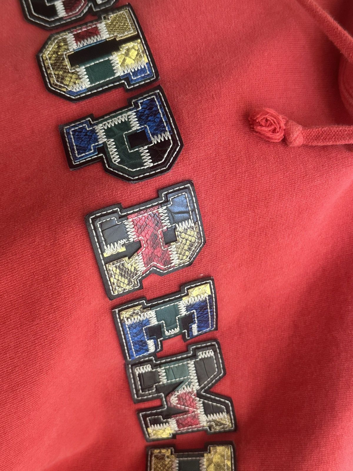 Supreme Supreme Collegiate Patchwork Leather Hooded Sweatshirt Size US M / EU 48-50 / 2 - 5 Thumbnail