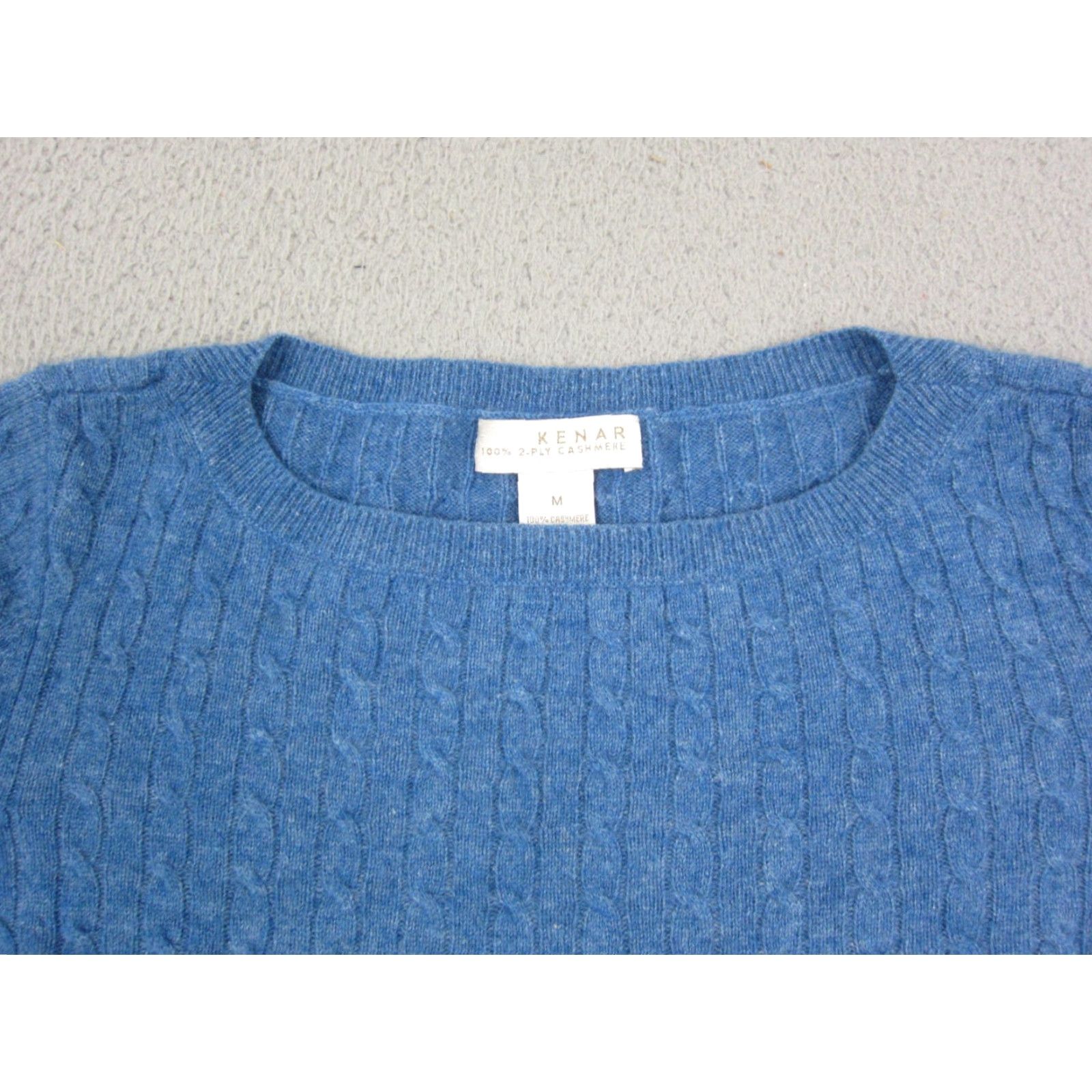 Vintage Kenar Sweater Womens Medium Blue 100% Cashmere Knit 2 Ply Vintage 90s Crew Neck Pullover Regular Knit Stylish Ladies - 90s Classic Cozy White? Size M / US 6-8 / IT 42-44 - 2 Thumbnail