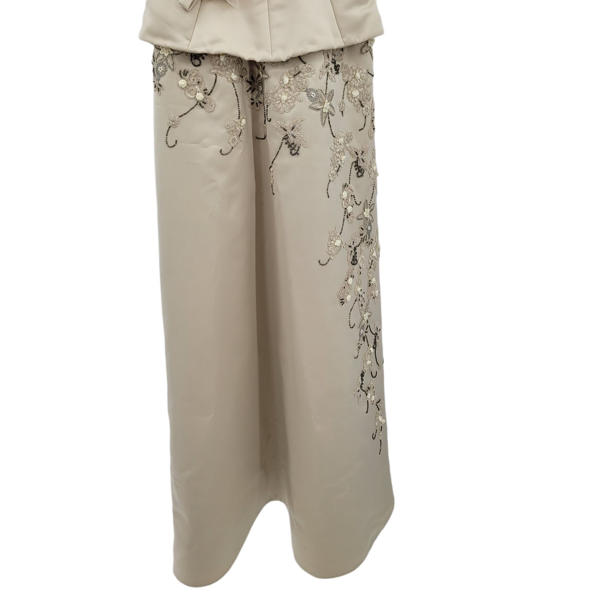 Vintage Vtg San Carlin Dress Formal Gown Sz 6 Champaign 3D Floral Be Size M / US 6-8 / IT 42-44 - 9 Thumbnail