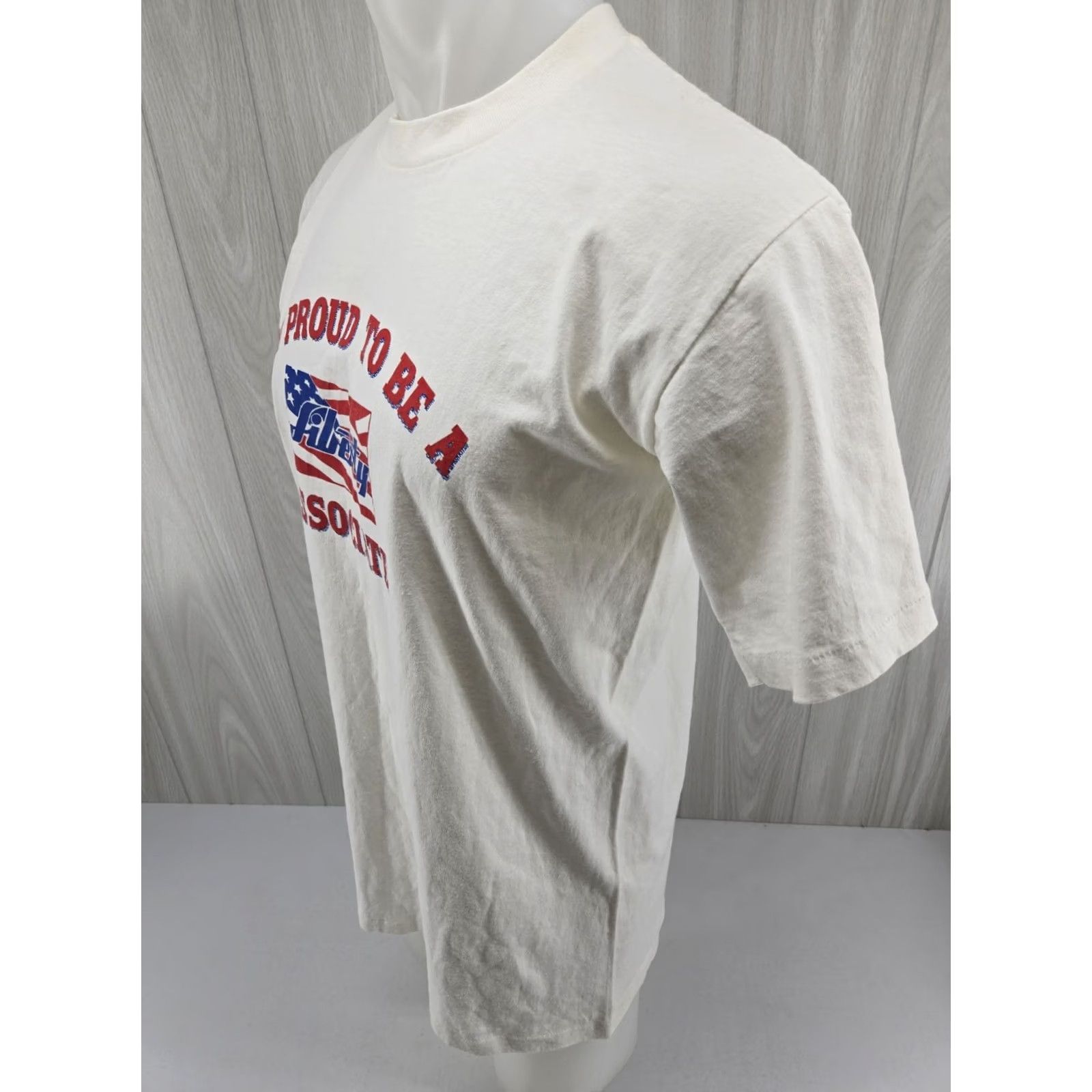 Vintage VINTAGE DISTRESSED Liberty Overalls Associate T Shirt Single Stitch Size Large Cream (#) Size US L / EU 52-54 / 3 - 7 Thumbnail