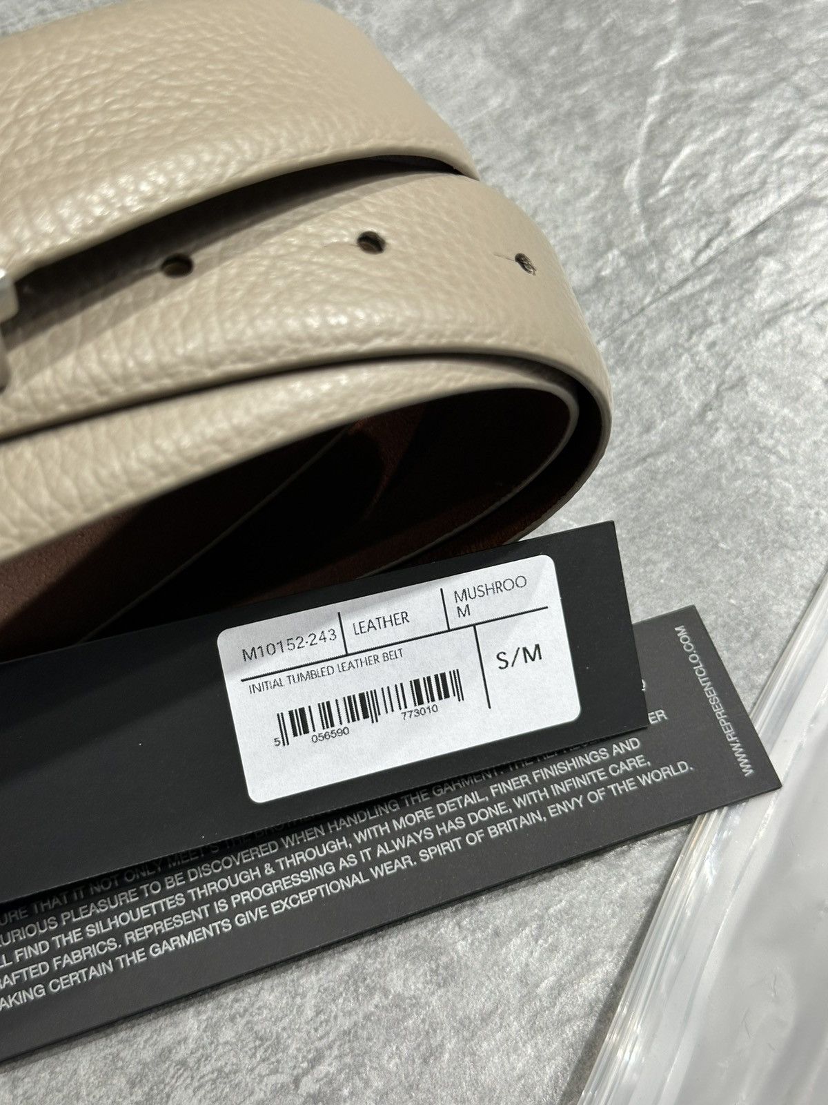 Represent Clo. Represent Initial Tumbled Leather Belt - Mushroom Size ONE SIZE - 3 Thumbnail