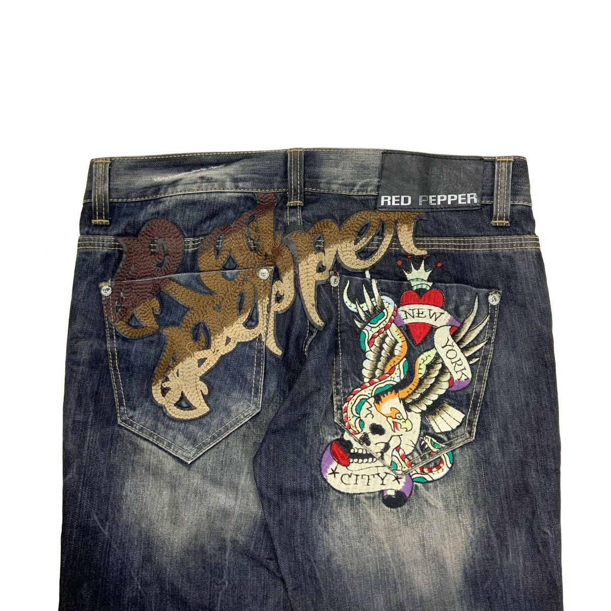 Ed Hardy × Japanese Brand × Vintage Vintage Ed Hardy X Redpapper Big Logo Distressed Jeans Size US 34 / EU 50 - 4 Thumbnail