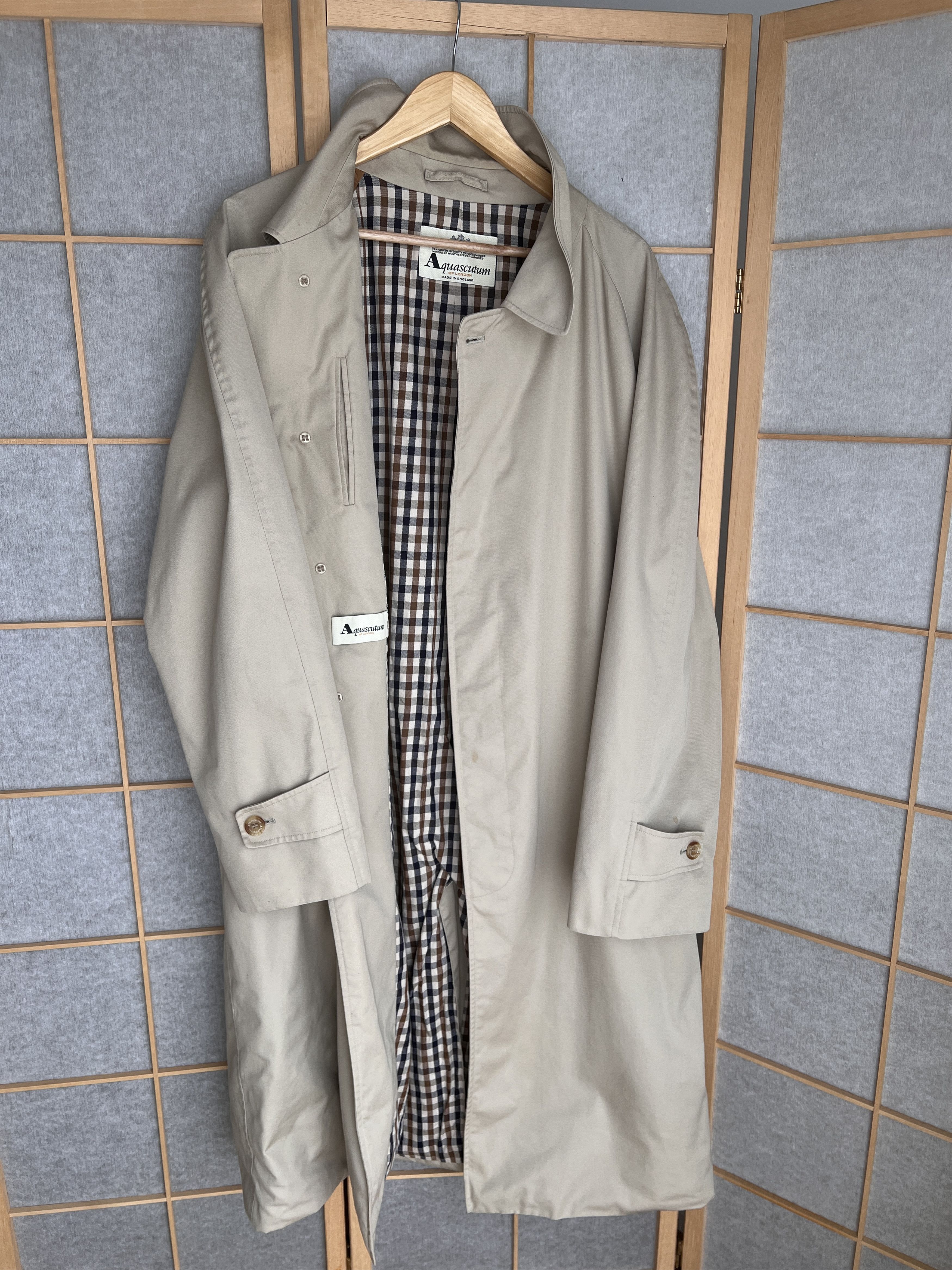 Aquascutum England vintage beige trench coat jacket 90s rare