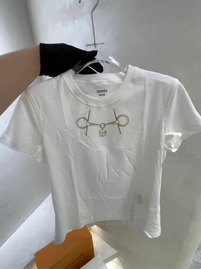 Hermes Hermes Pattern Printed Crew Neck Straight Short Sleeve T-S Size XXS / US 00 / IT 34 - 1 Thumbnail
