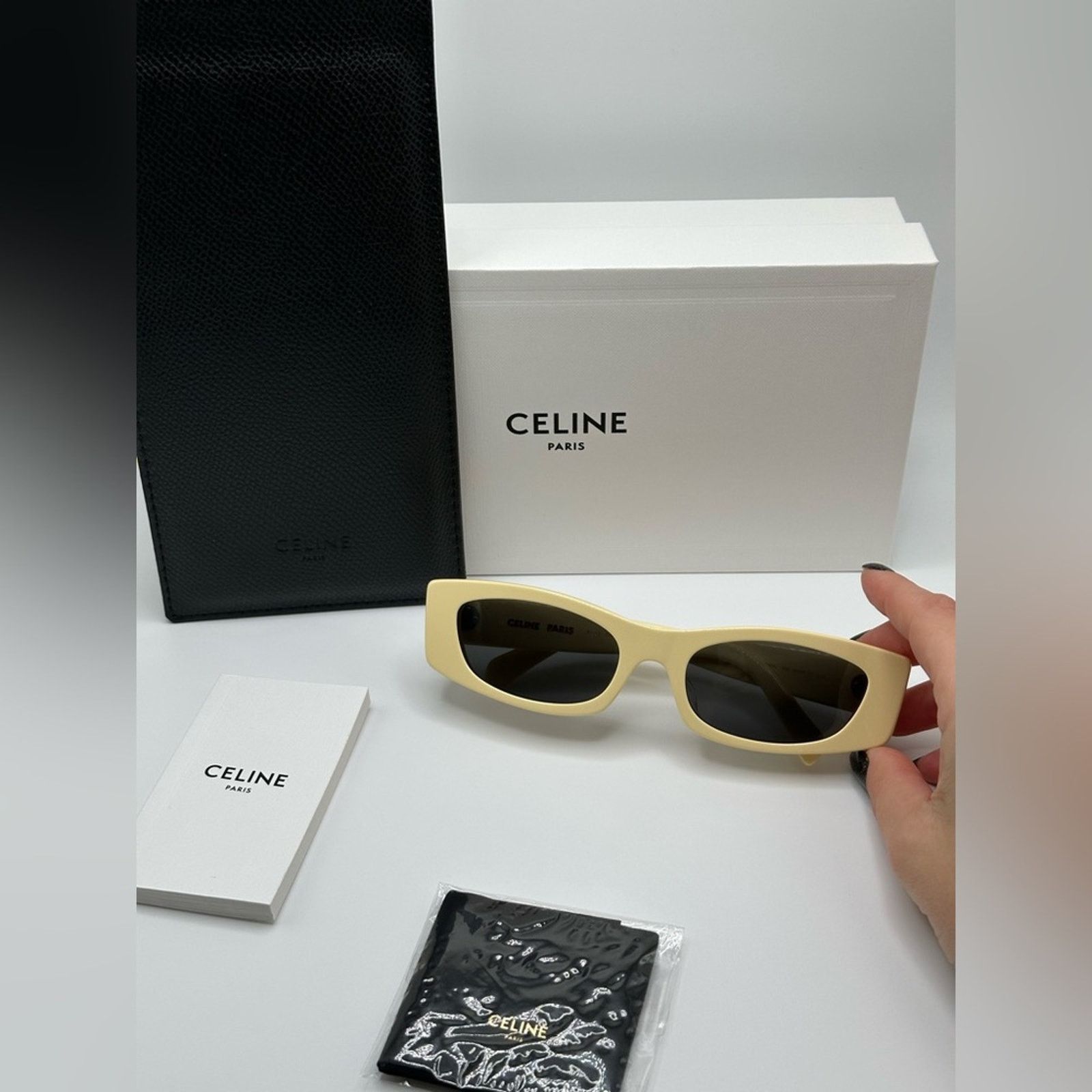 Celine CELINE Sunglasses CL40245U 5539A Shiny Butter Beige Grey Size ONE SIZE - 10 Thumbnail