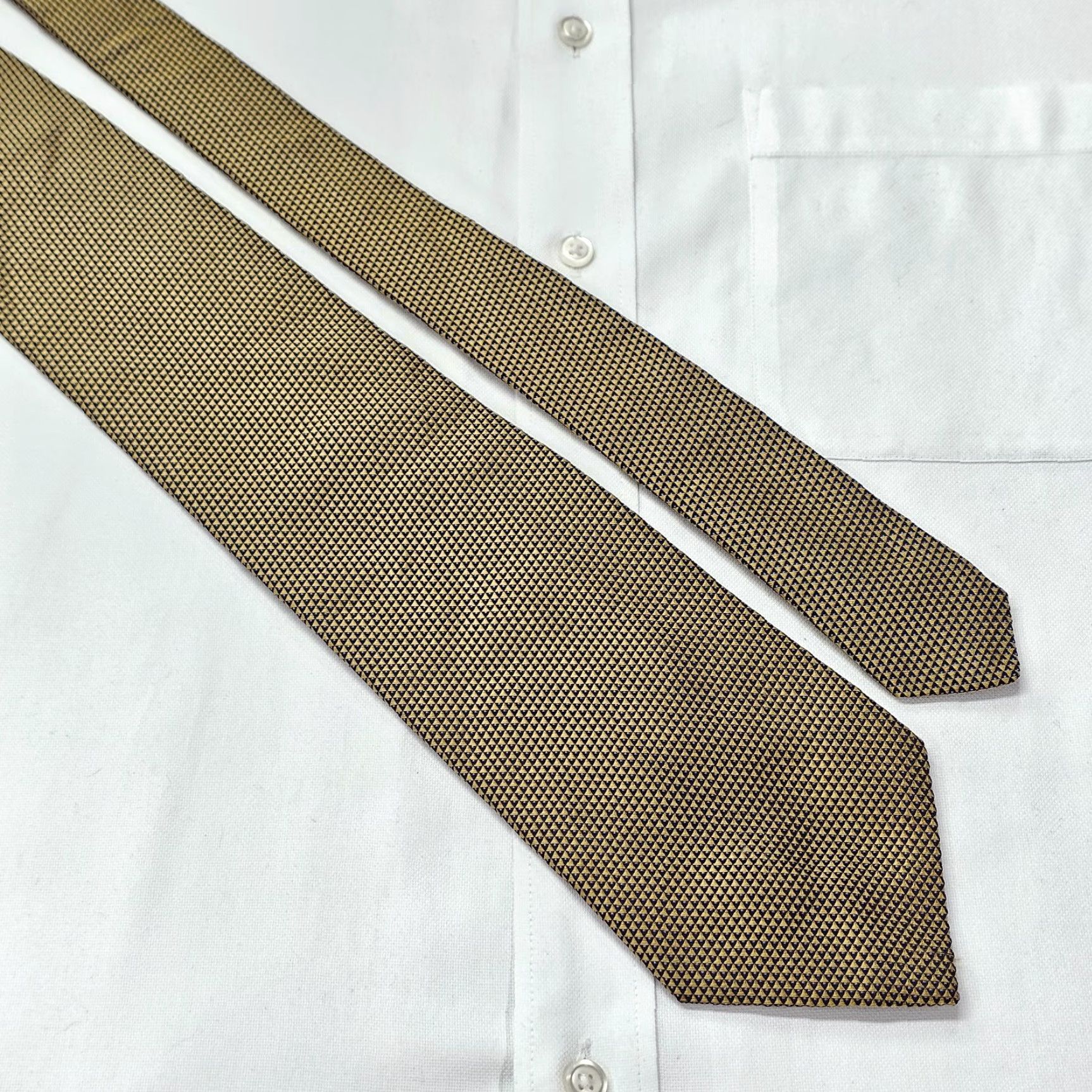 Cremieux Daniel Cremieux Silk Dress Tie Woven 58.75" X 4" Gold Geometric France 100% Silk Mens Tie Size ONE SIZE - 3 Thumbnail