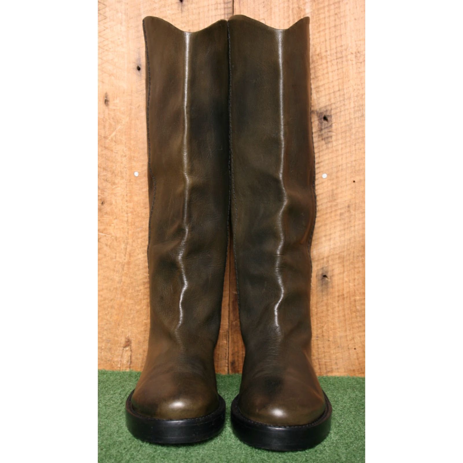 Free People FREE PEOPLE We The Free Bryce Dark Olive Tall Equestrian Boots EUR 37 ≈ US 7 Leather Knee High Riding Boot Womens Shoes Green Size US 7 / IT 37 - 6 Thumbnail