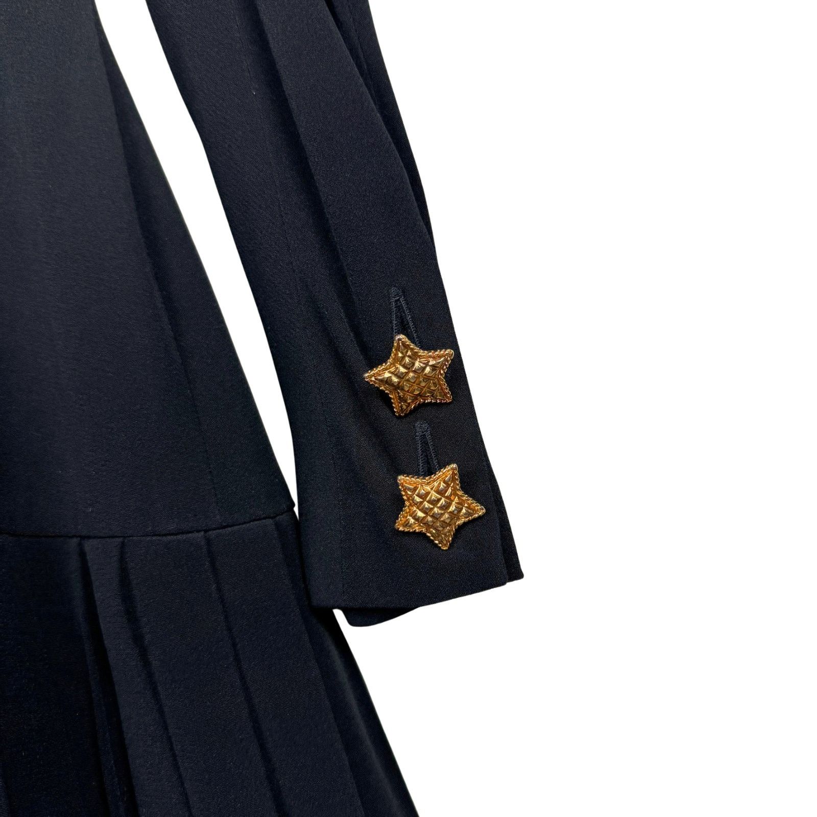 Escada Escada Vintage Black Gold Star Buttons Dress 1980s Size 40 Size M / US 6-8 / IT 42-44 - 9 Thumbnail