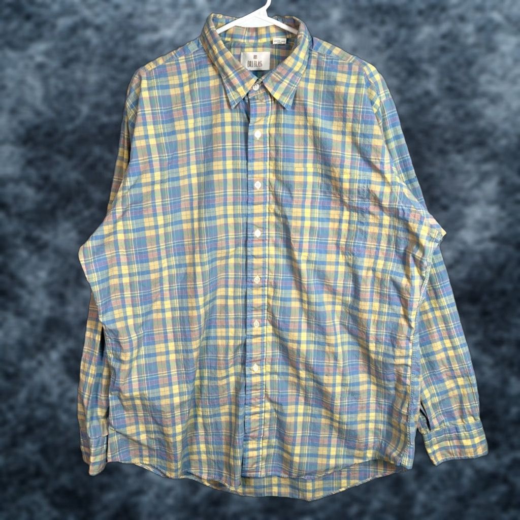 Bill Blass VTG Bill Blass Mens XL Plaid Button-Down Shirt Long Sleeve Cotton Blend Blue Size US XL / EU 56 / 4 - 1 Thumbnail