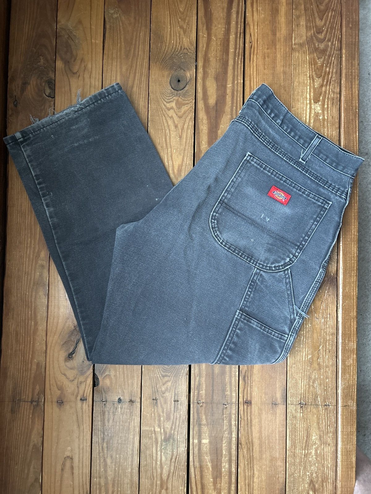 Dickies × Vintage Vintage 90s Dickies Faded Distressed Black Work Pants Size US 37 - 1 Thumbnail