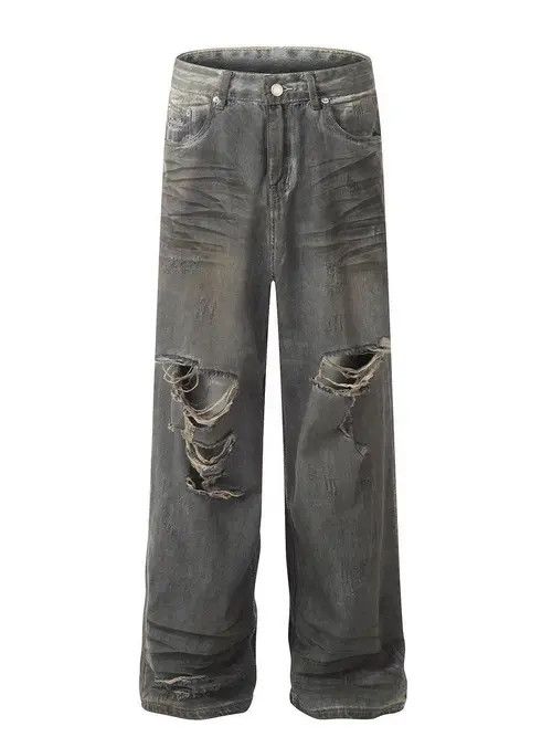 VIBE Distressed Baggy Wide Leg Denim Jeans Size US 32 / EU 48 - 4 Thumbnail