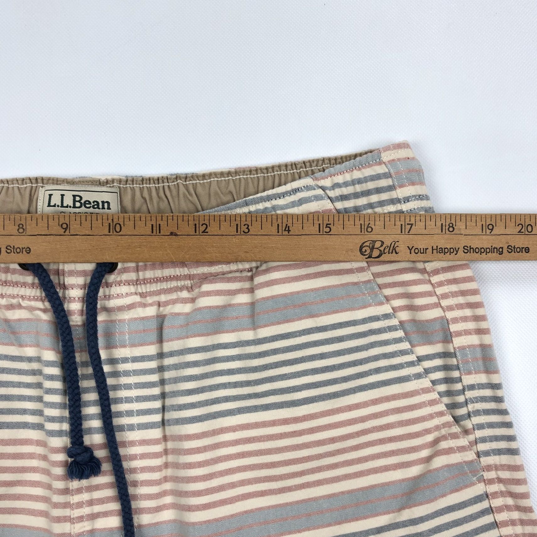 Vintage L.L.Bean Mens L-REG Classic Fit Striped Organic Cotton Pull-On Shorts Size US 33 - 7 Thumbnail