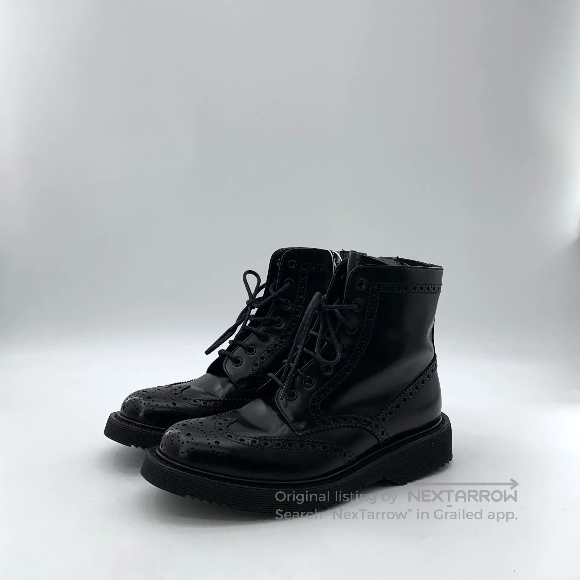Other Prada Black leather carved laced casual flat Martin boots| Size US 6 / EU 39 - 1 Thumbnail
