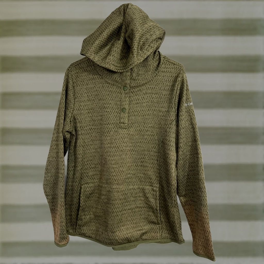 Vintage Columbia Hoodie Womens L Green Rosenblum Pullover 1/4 Snap Sweatshirt Hoody Size L / US 10 / IT 46 - 1 Thumbnail