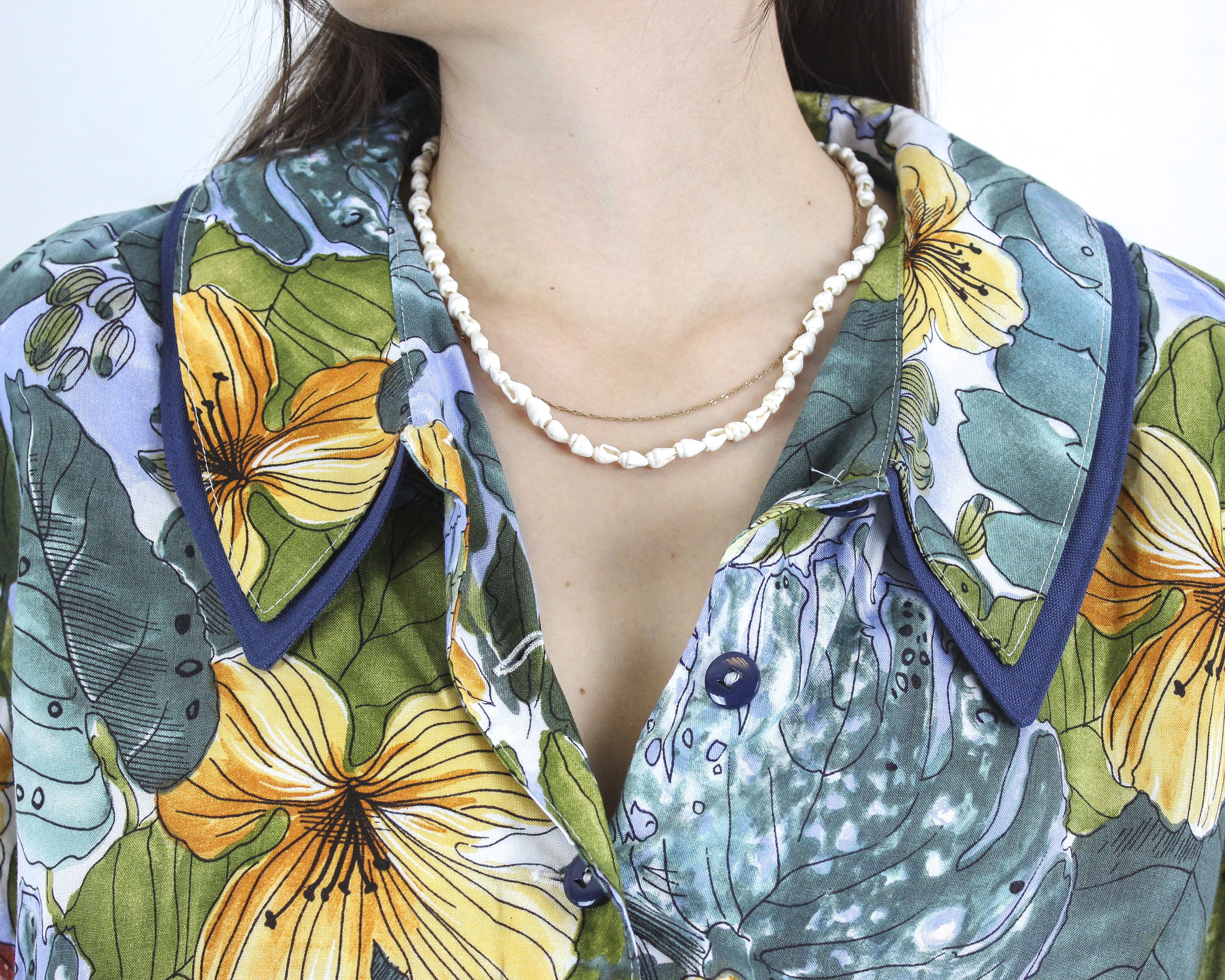 Other × Vintage Cropped Blouse Button Up Shirt Short Sleeves Floral Print Size L / US 10 / IT 46 - 5 Thumbnail