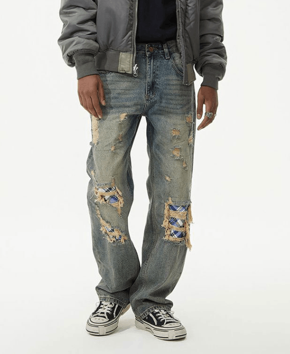Japanese Brand × Jean American street trend hiphop casual straight ripped jeans Size US 32 / EU 48 - 2 Thumbnail