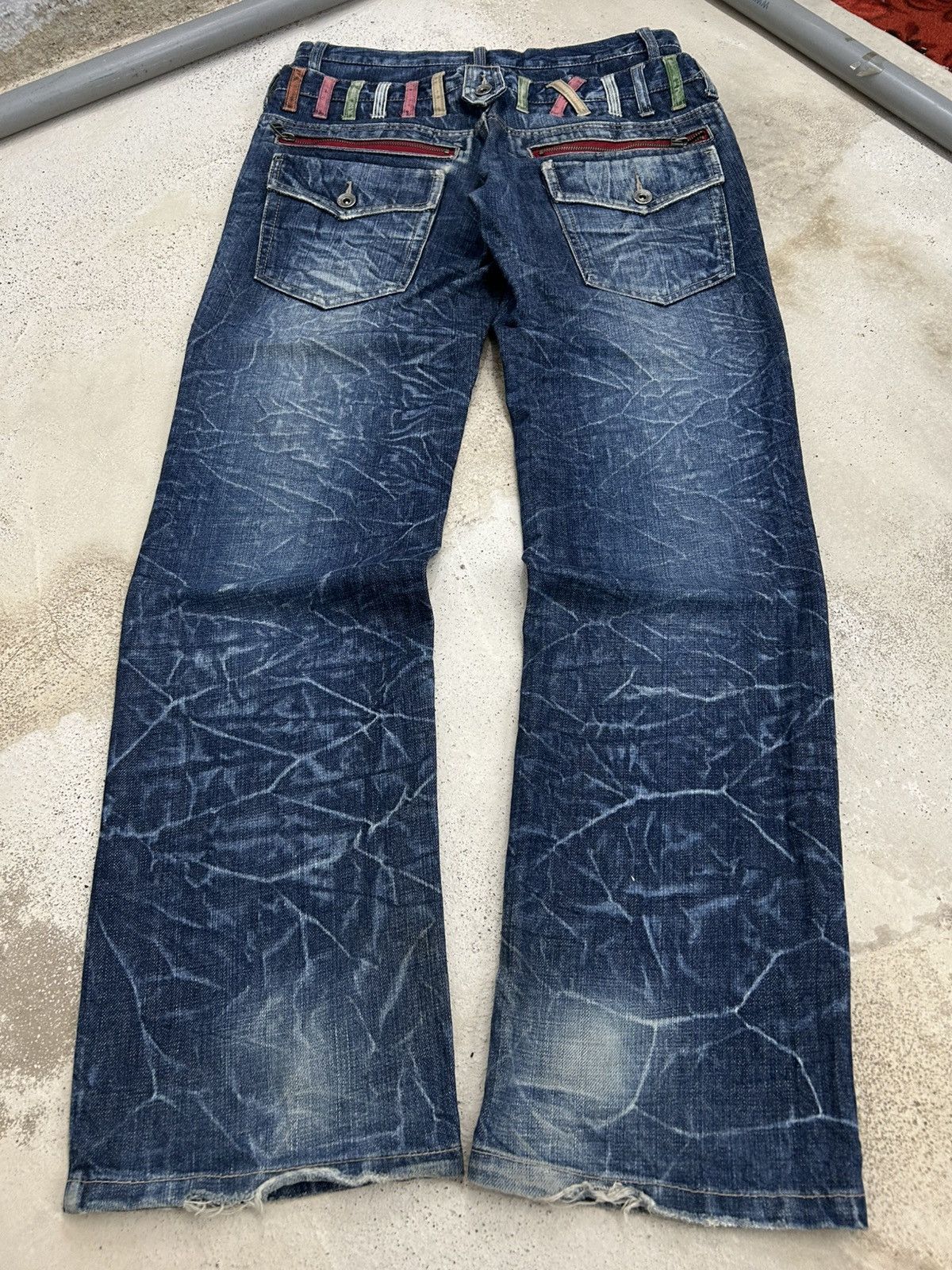 Le Grande Bleu (L.G.B.) Antfui Double Waist Denim Jean Whiskering Washed Size US 31 - 2 Thumbnail