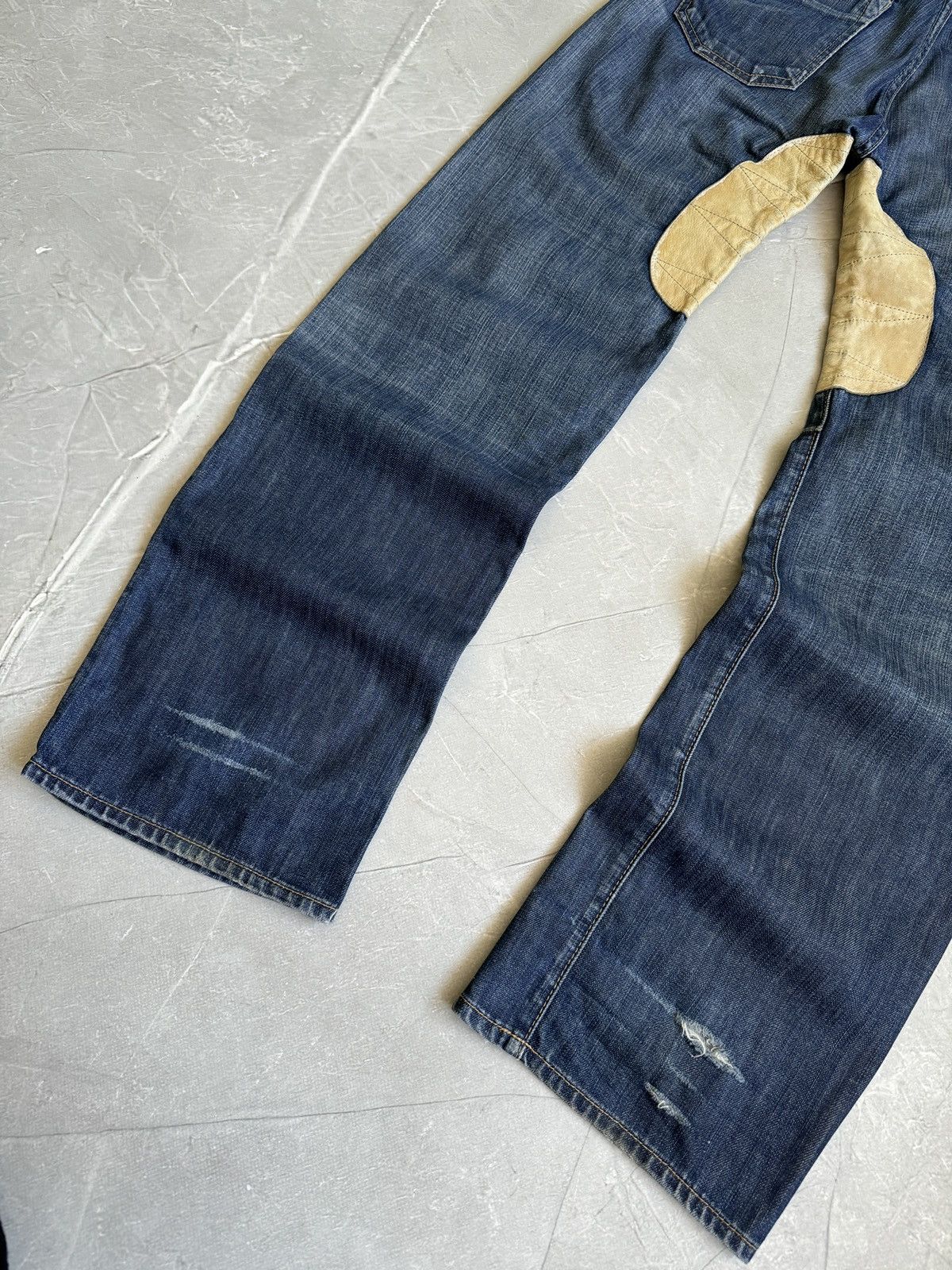 Replay VTG Y2k Replay Denim Leather Baggy Jeans Distressed if6was9 Size US 29 - 18 Thumbnail