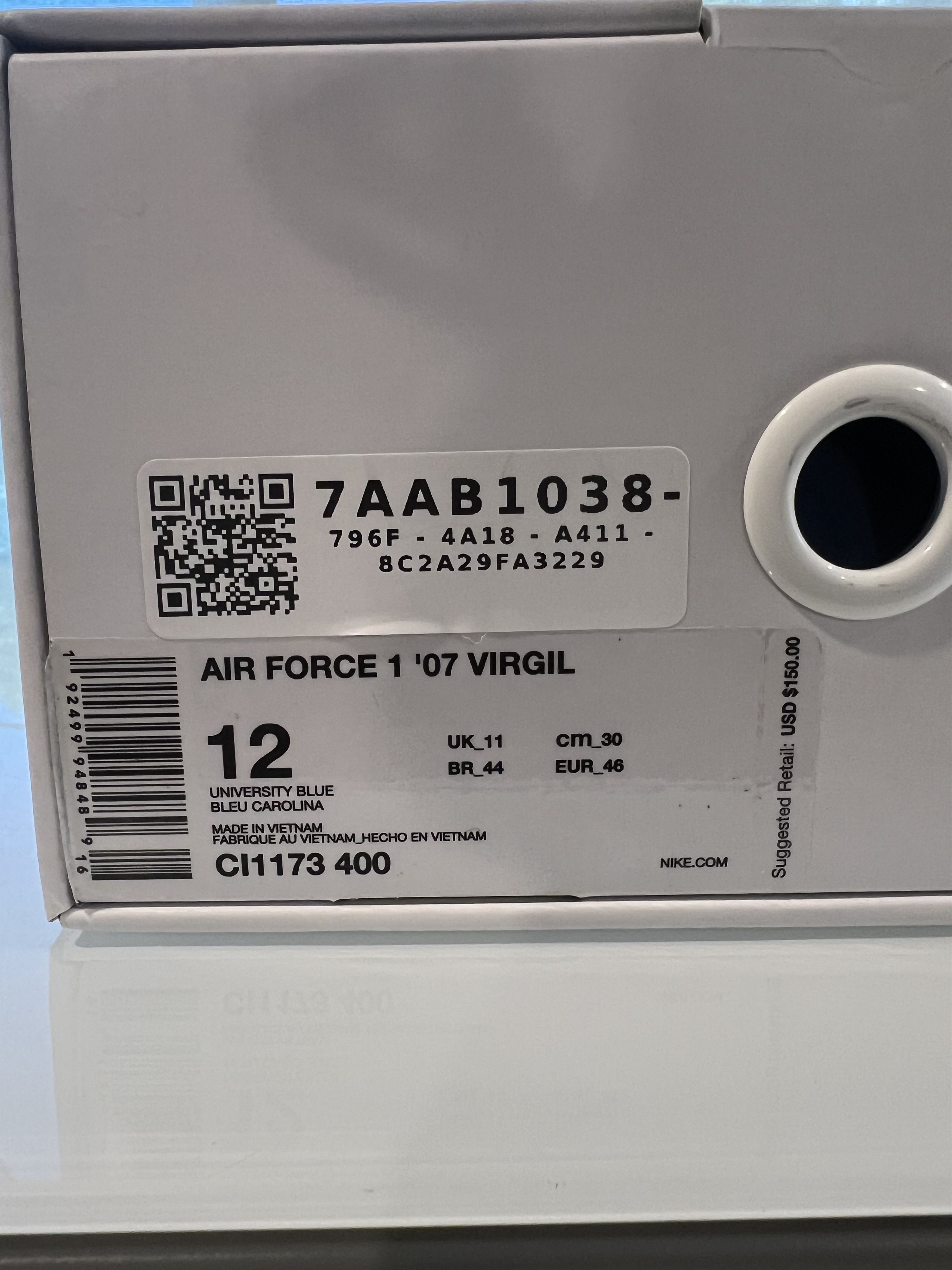 Nike × Off-White Nike Air Force 1 Low Off White University Blue MCA Exclusive Size US 12 / EU 45 - 2 Thumbnail