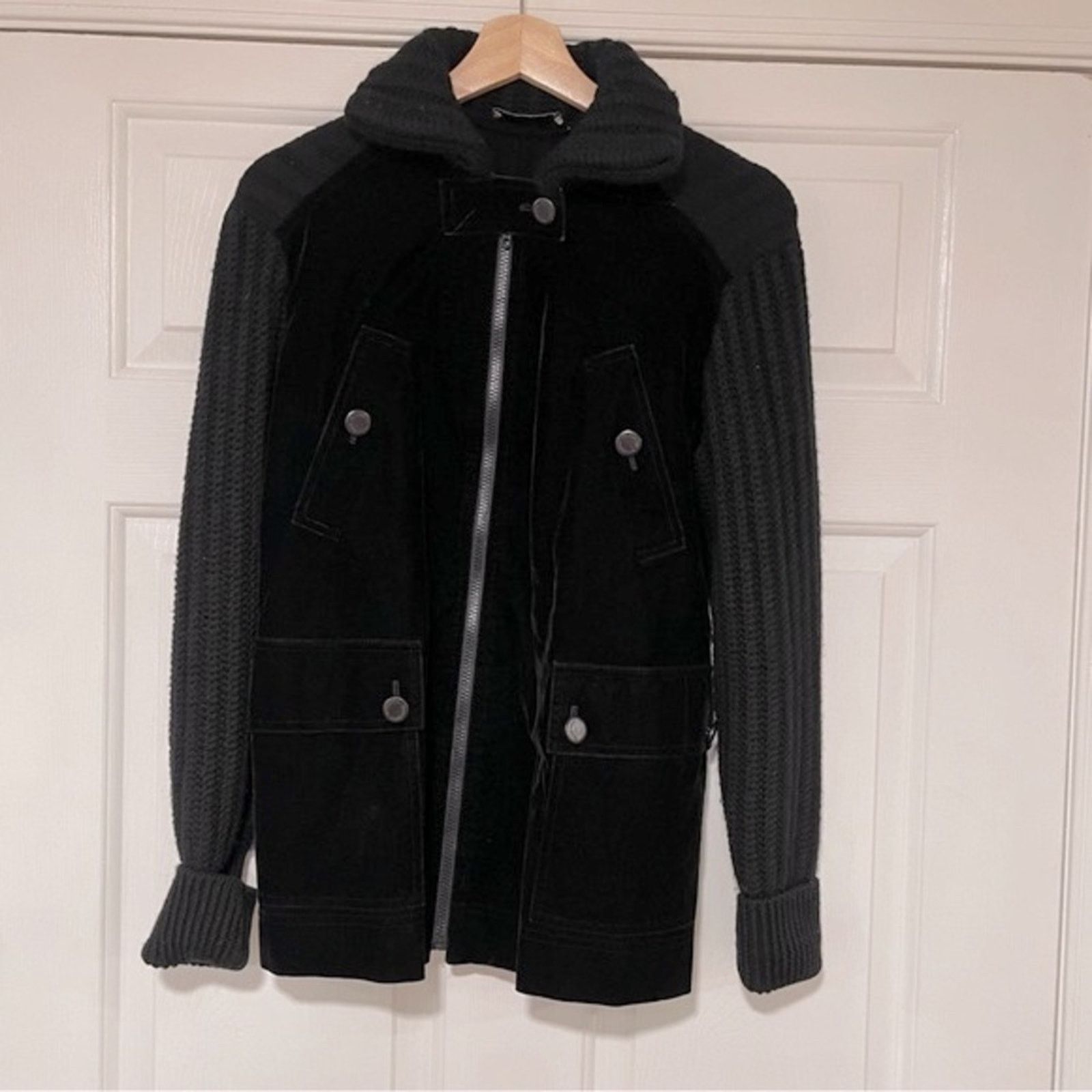Alberta Ferretti Knit Velvet Black Philosophy di Alberta Ferretti Jacket Coat Size S / US 4 / IT 40 - 2 Thumbnail