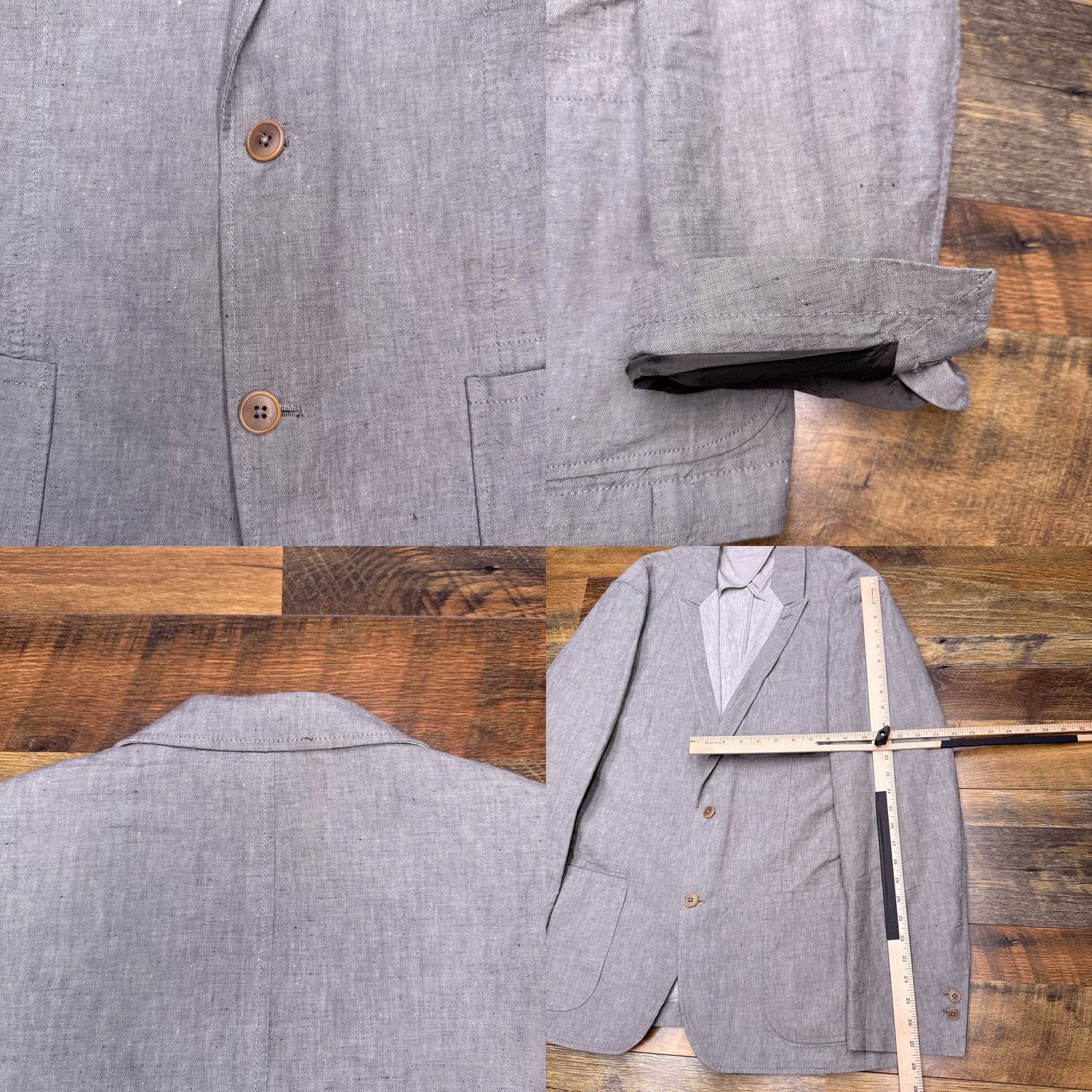 Vintage Hickey Freeman Linen Sport Coat 44 Gray Blazer Men Regular Two-Button Knit Pattern Solid Vintage No Size 44R - 8 Thumbnail