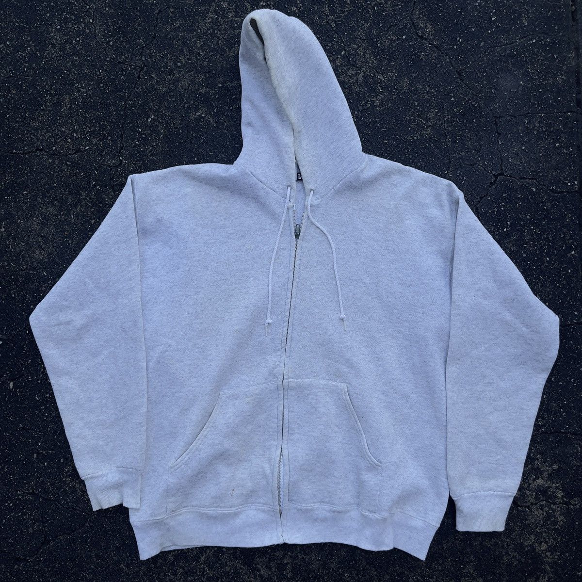 Vintage LEE SPORTSWEAR Heather Grey Blank Full Zip Hoodie