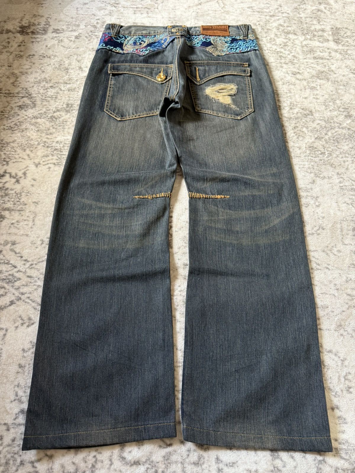 Japanese Brand Osaka Big Train Japan Over Stitch Boro Yakuza Jeans Size US 32 / EU 48 - 2 Thumbnail