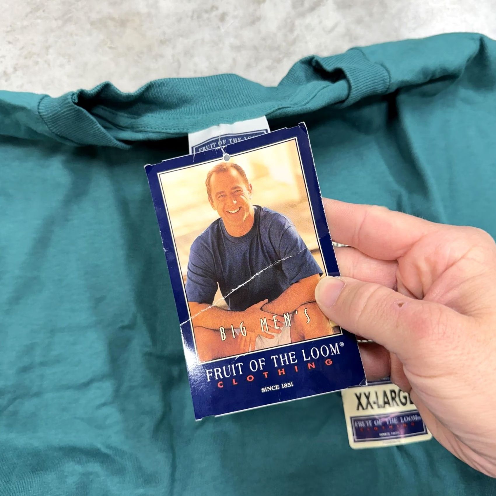 Fruit Of The Loom VINTAGE Fruit Of The Loom Shirt Mens 2XL Green Crew Neck Tee Short Sleeve Big & Tall Mens 90s Size US XXL / EU 58 / 5 - 3 Thumbnail