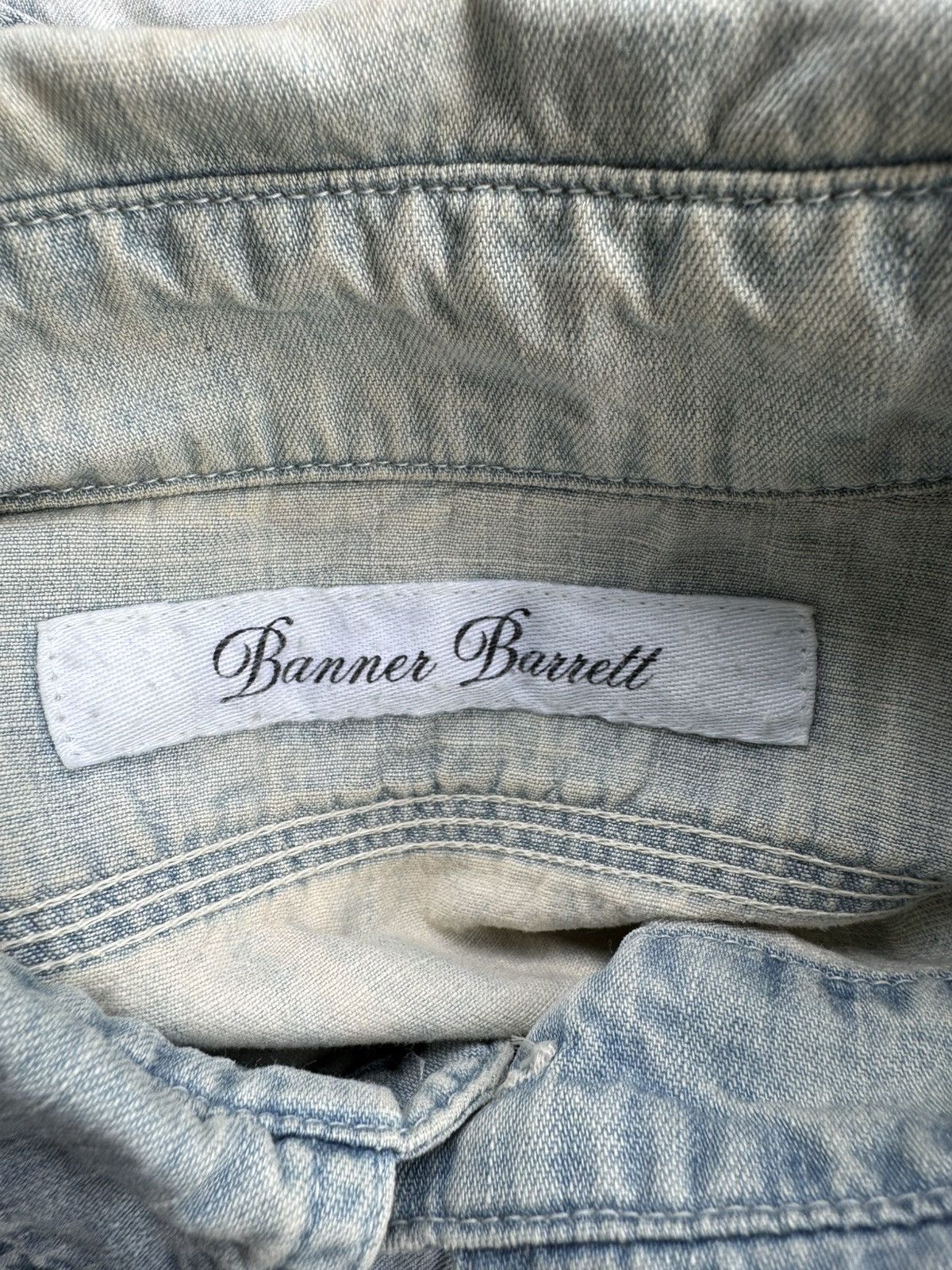 Japanese Brand Banner Barrett Faded Denim Shirt Size US L / EU 52-54 / 3 - 14 Thumbnail