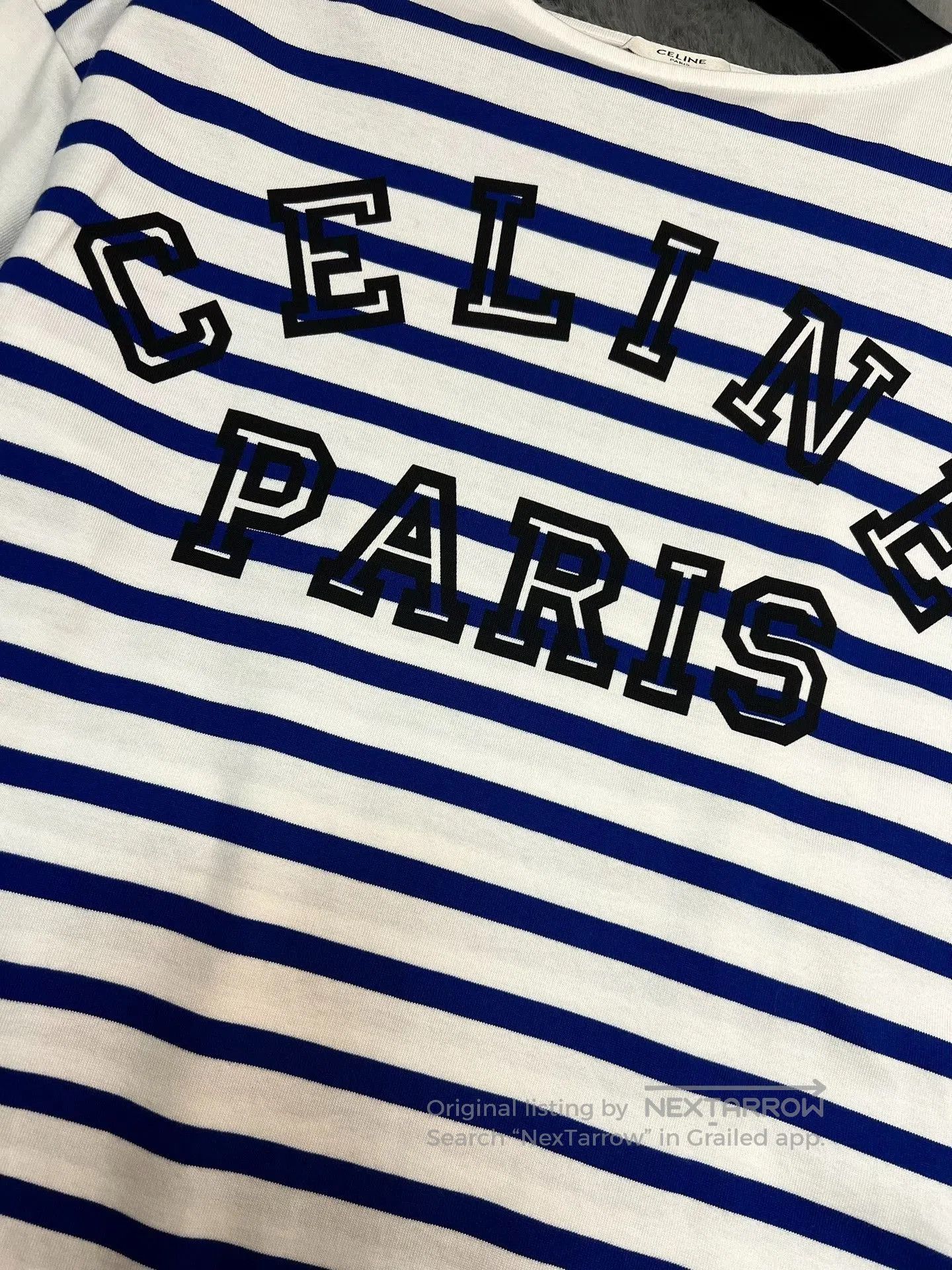 Celine Celine White Blue Stripe Logo Long. Size US S / EU 44-46 / 1 - 4 Thumbnail