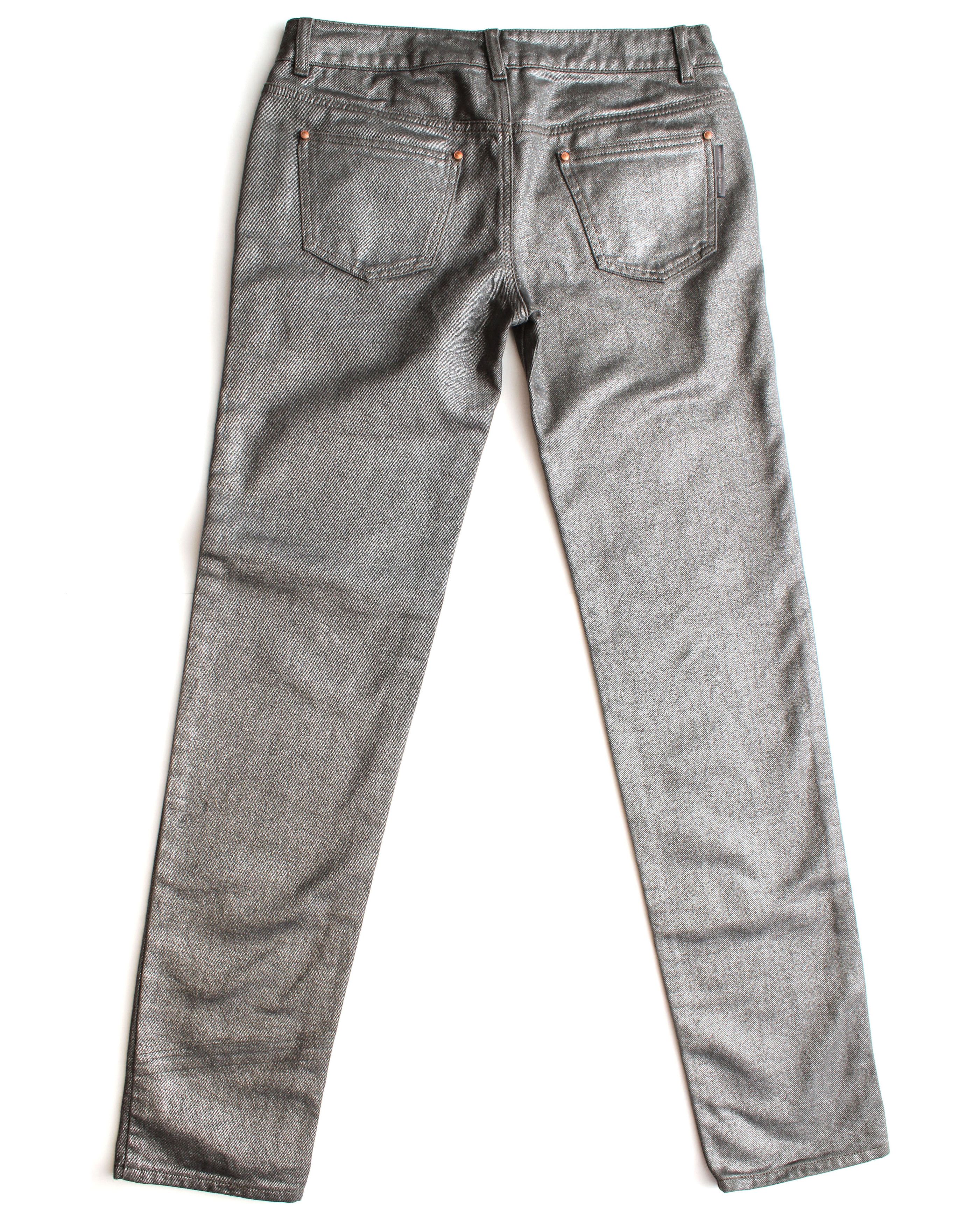 Alexander McQueen MCQ Alexander McQueen Silver Metallic Jeans Size 29" - 2 Thumbnail