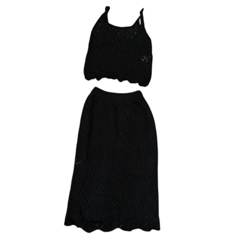 Shein Women's Two Piece Midi Skirt and Crop Top in Black, Size S Size 27" / US 4 / IT 40 - 3 Thumbnail
