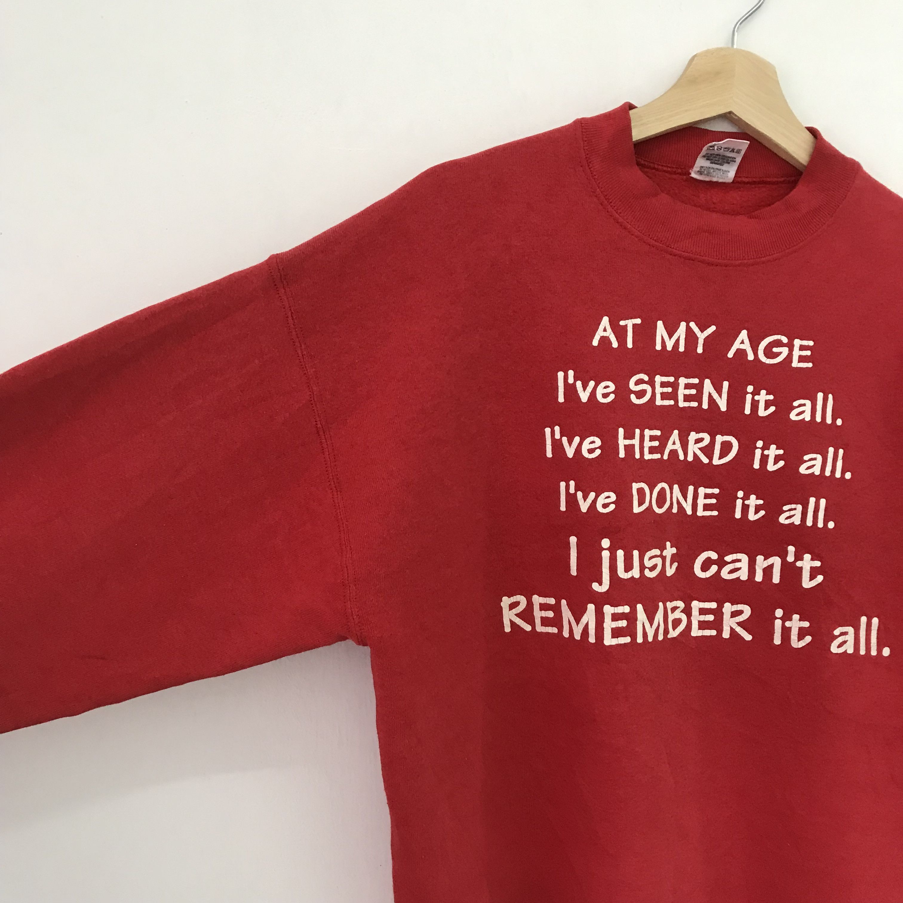 Vintage Vintage 90's Quote Graphic Writing Red Sweatshirt Size US L / EU 52-54 / 3 - 4 Thumbnail