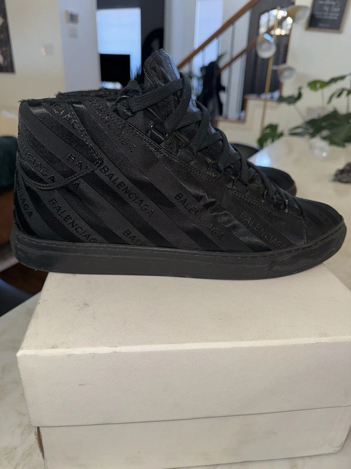 Balenciaga Balenciaga Arena Black 12 Leather High Tops Sneakers Size US 12 / EU 45 - 4 Thumbnail